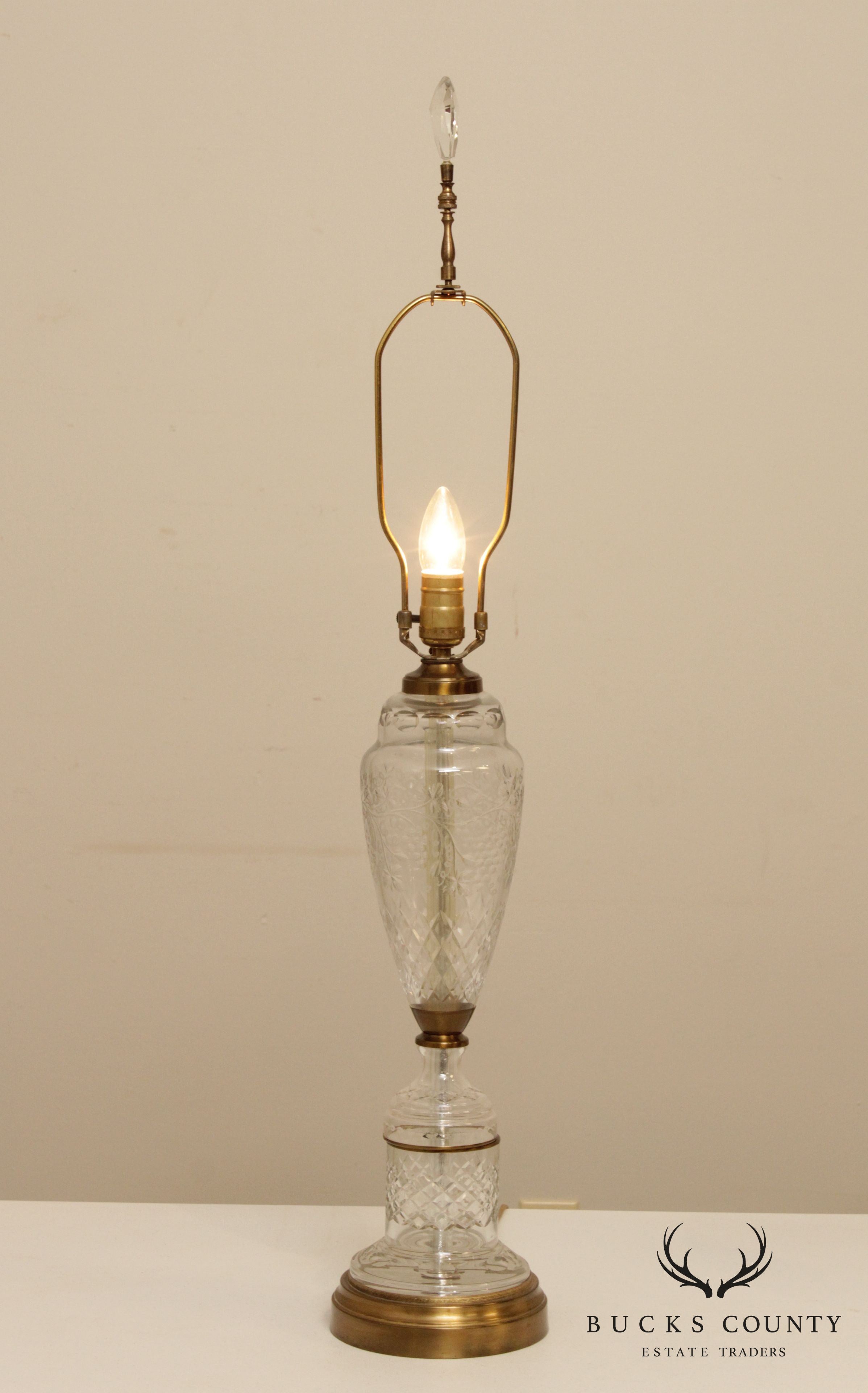 Vintage Etched Glass Lamp with Shade