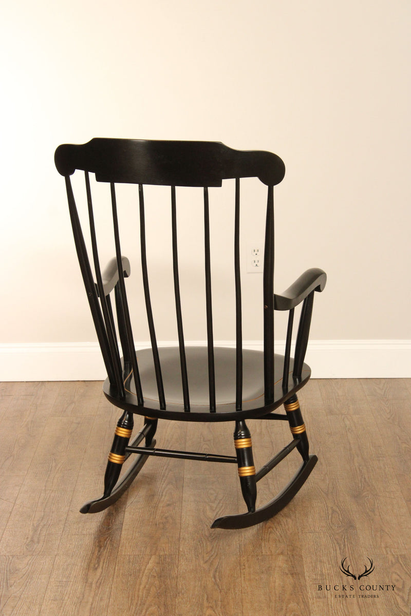 Early American Hitchcock Style Ebonized and Stencil Decorated Windsor Rocker