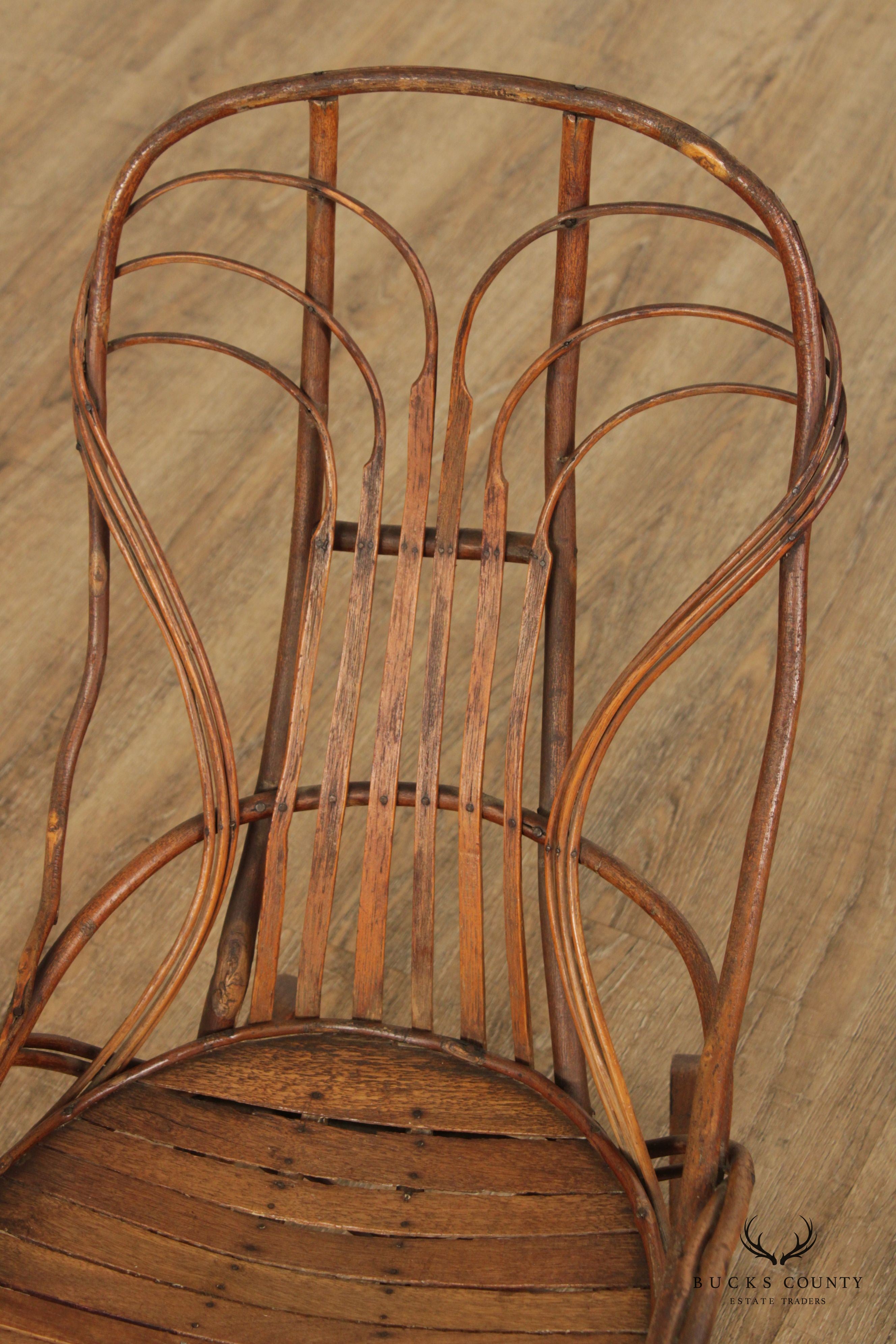 Antique Rustic Adirondack Children's Bentwood Rocking Chair