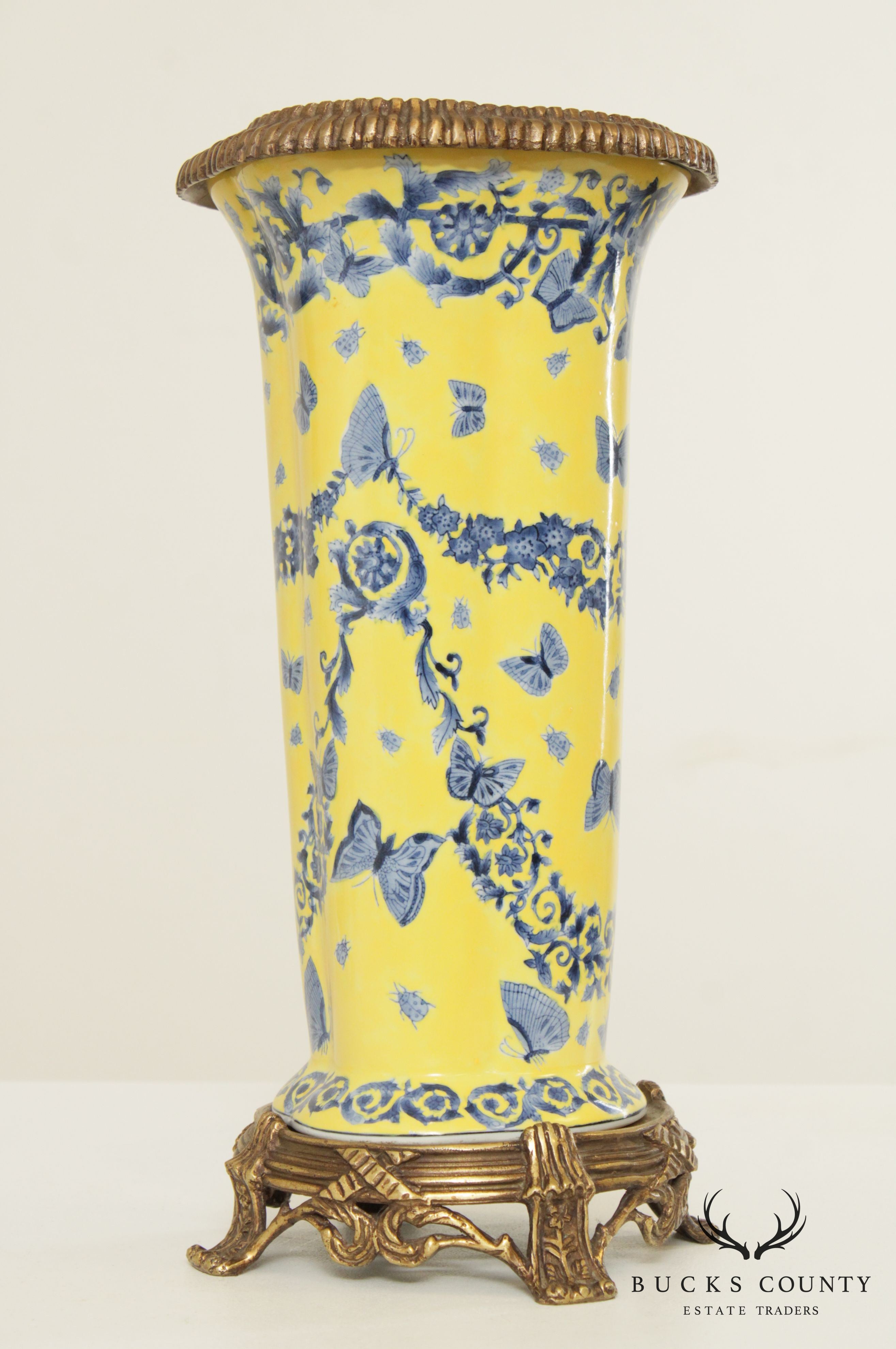 Chinese Brass Mounted Porcelain Vase