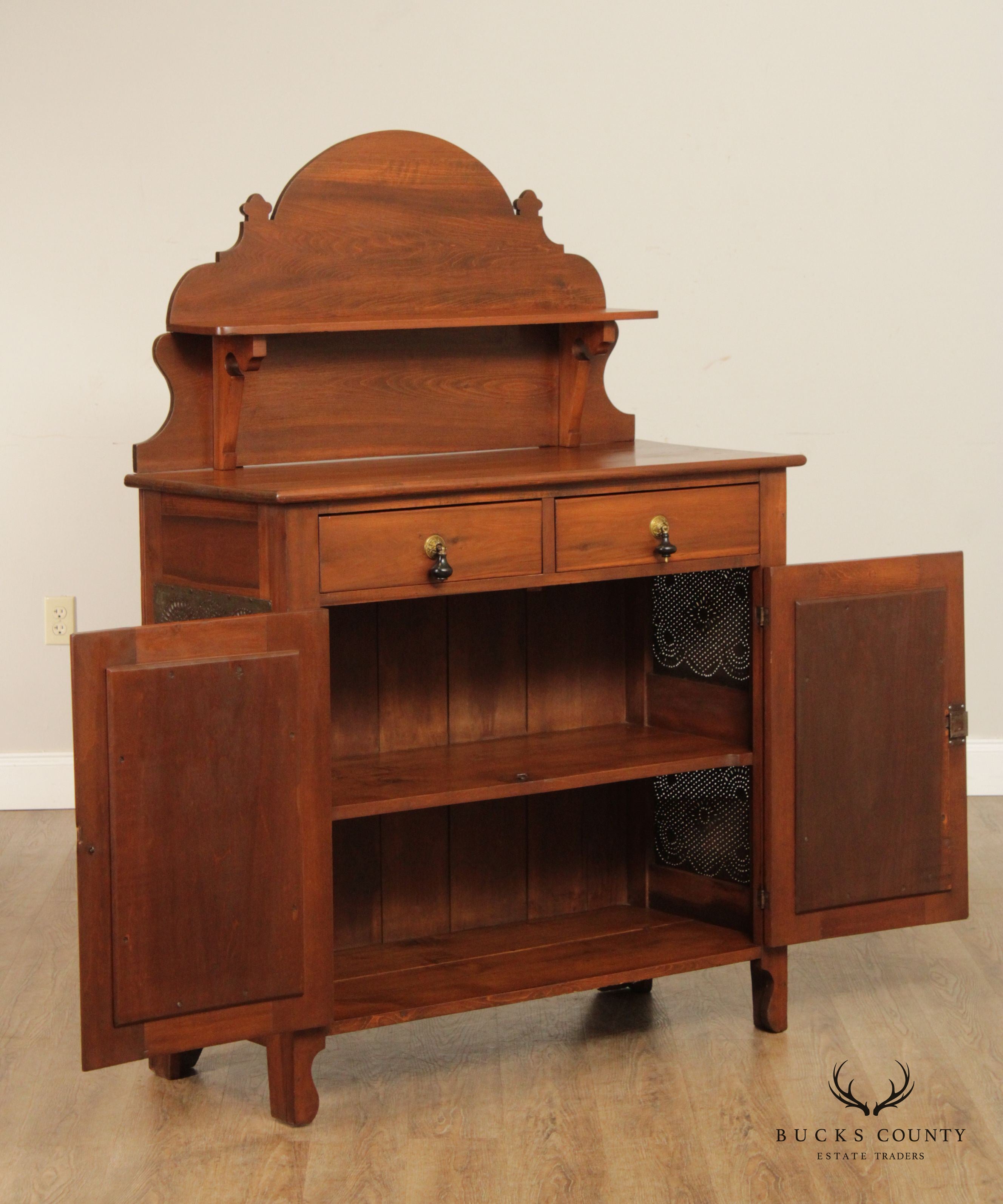 Antique Victorian Poplar Two-Door Pie Safe