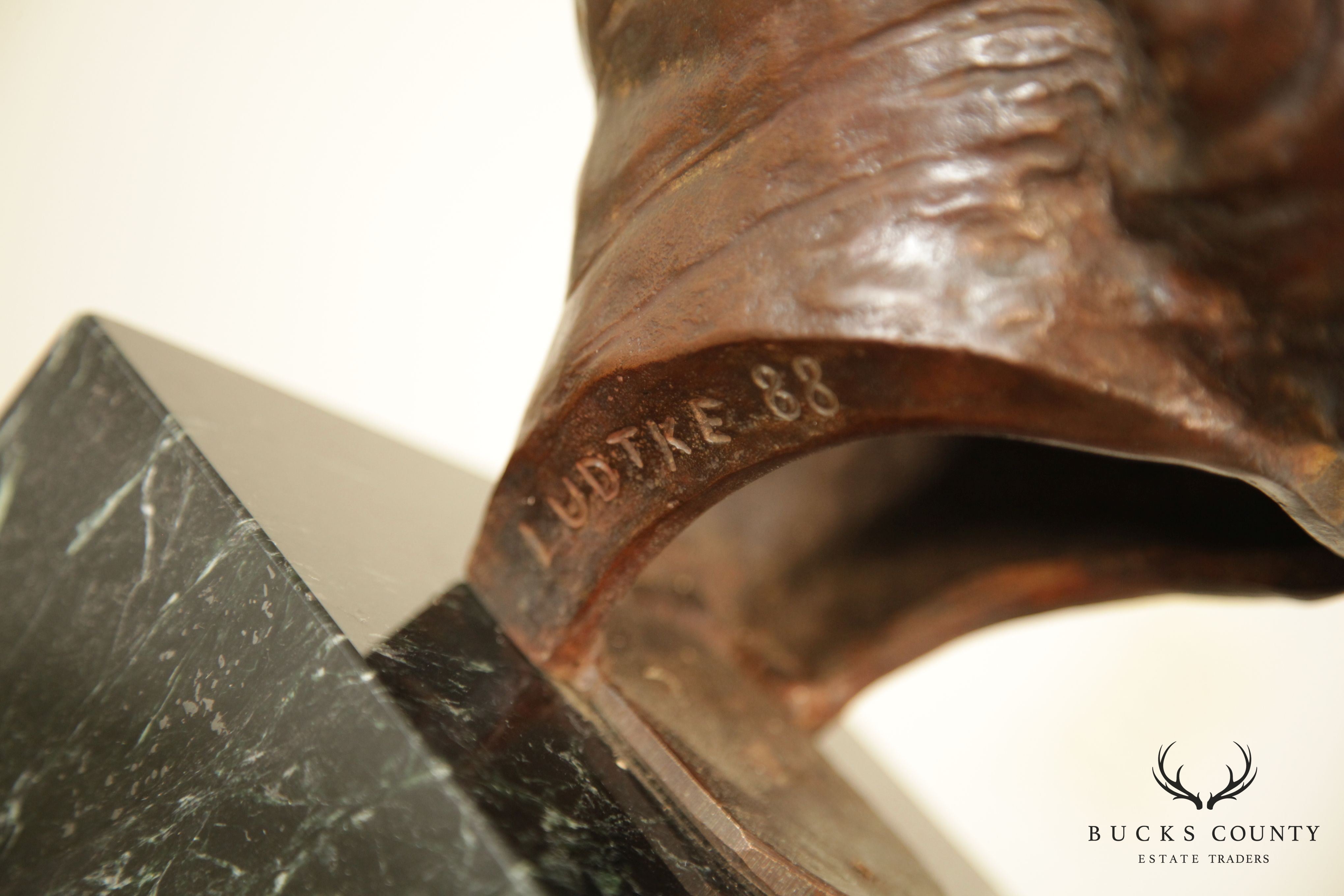 Lawrence Ludtke 1980s Bronze Bust Portrait