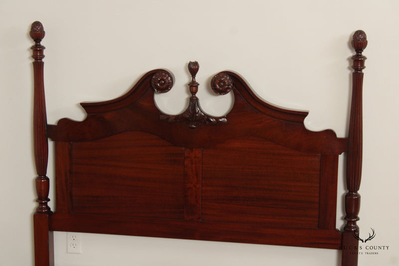 1940's Chippendale  Style Hand Crafted Carved Mahogany Full Bed Frame