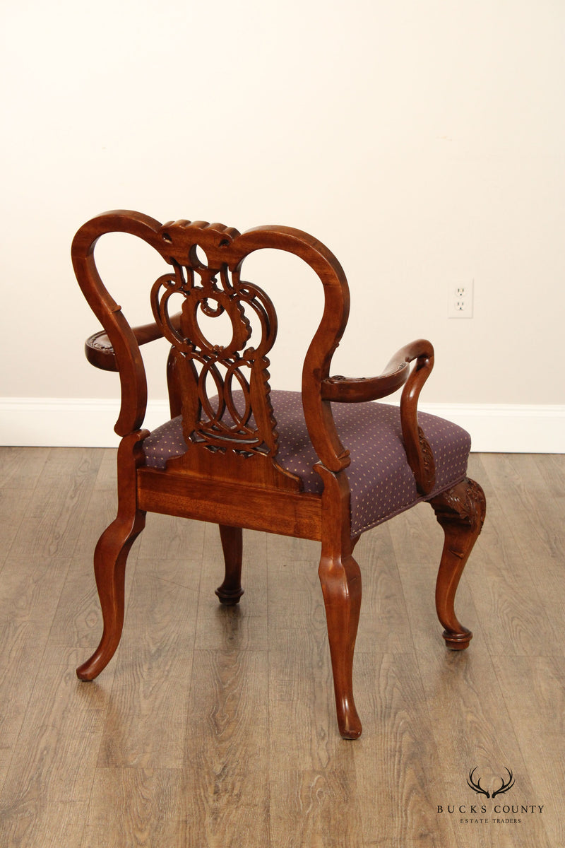 PAIR OF CENTURY FURNITURE GEORGIAN STYLE CARVED MAHOGANY ARMCHAIRS