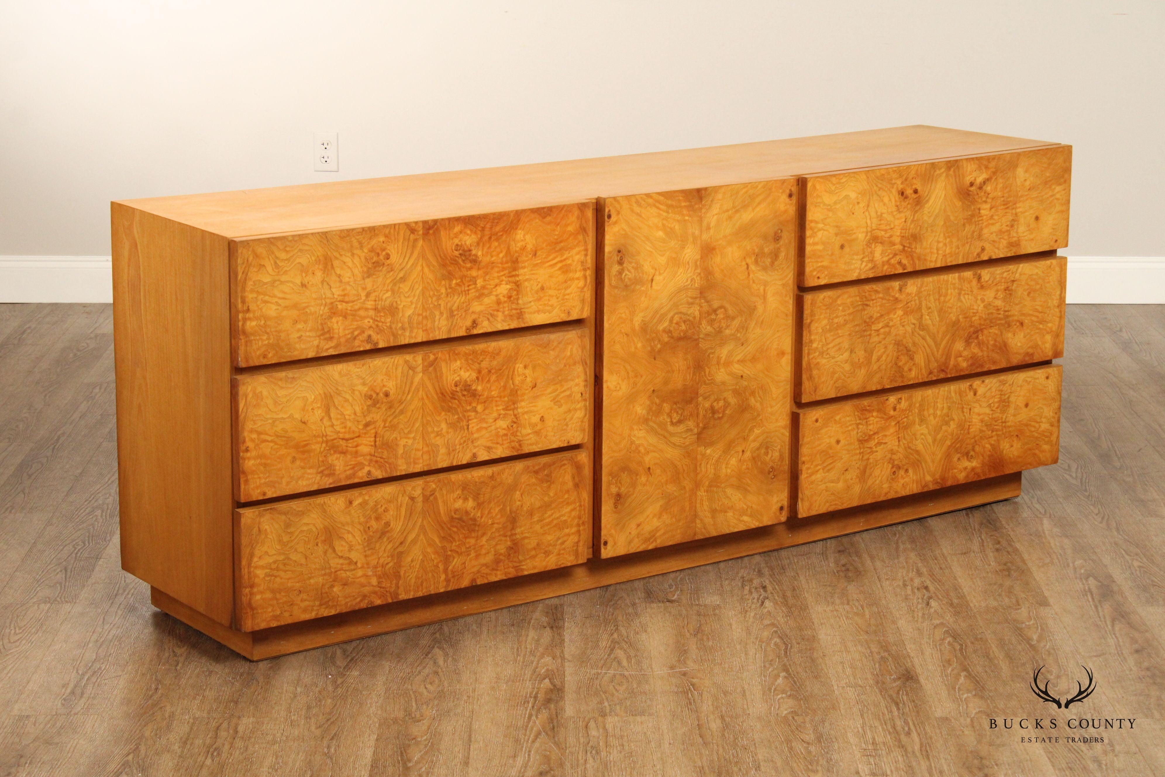 Lane Mid Century Modern Burlwood Long Dresser