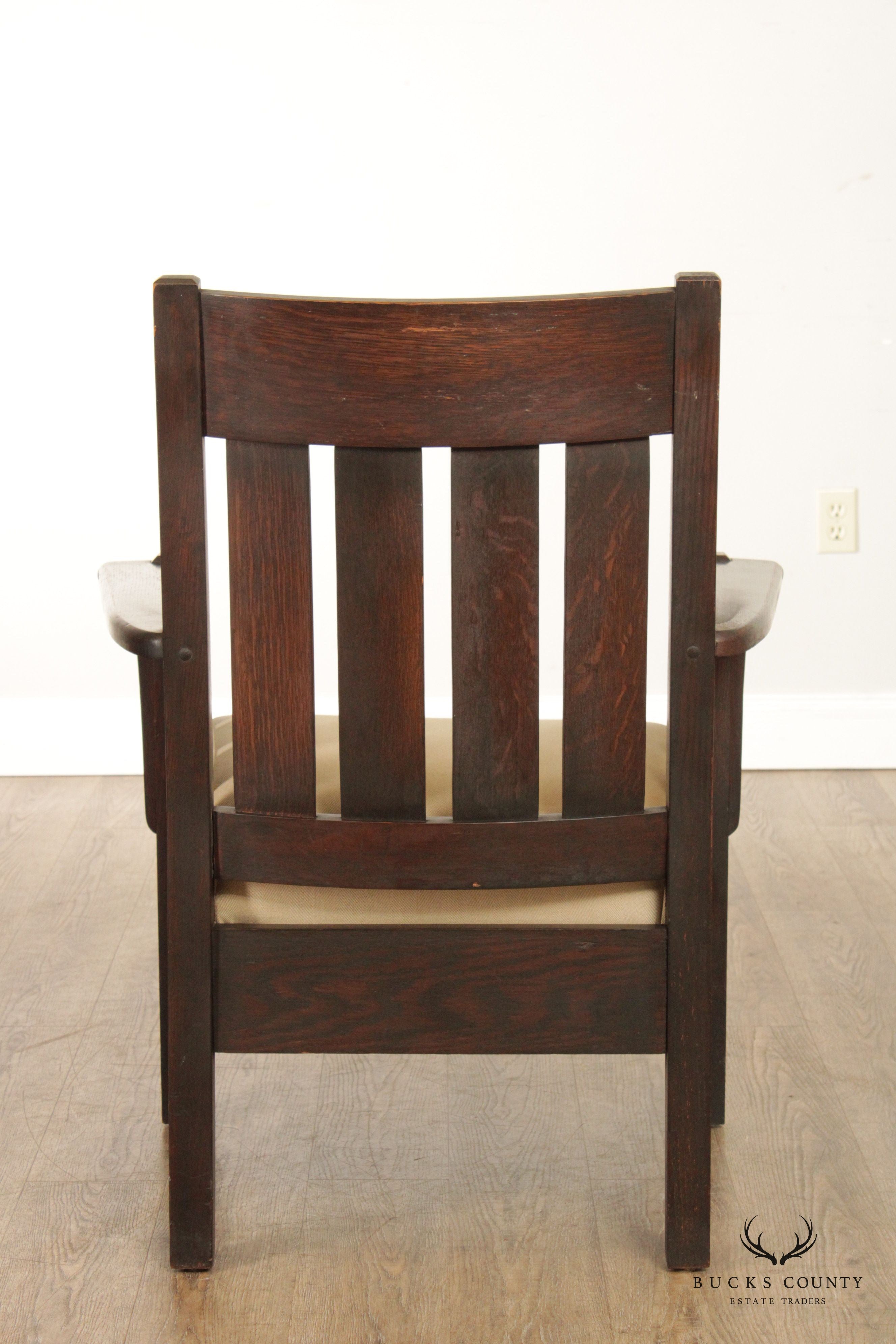 Antique Mission Oak Slatted Armchair