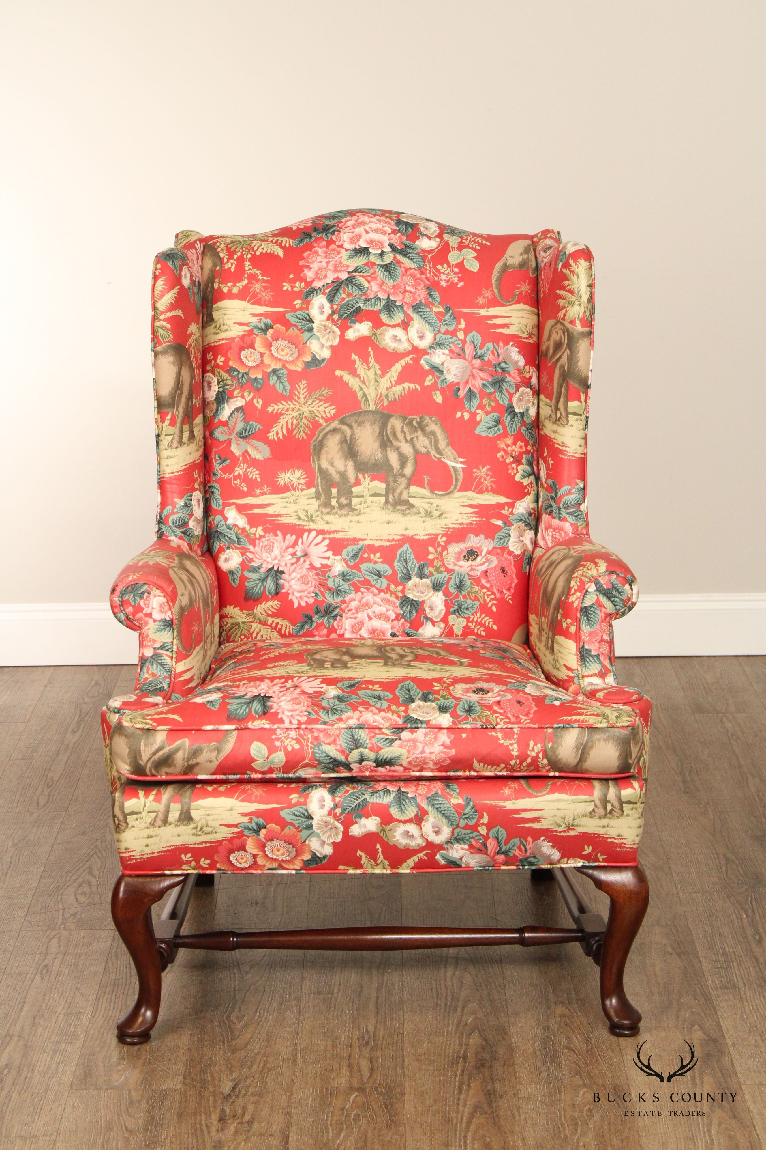 Queen Anne Custom Upholstered Wingback Chair