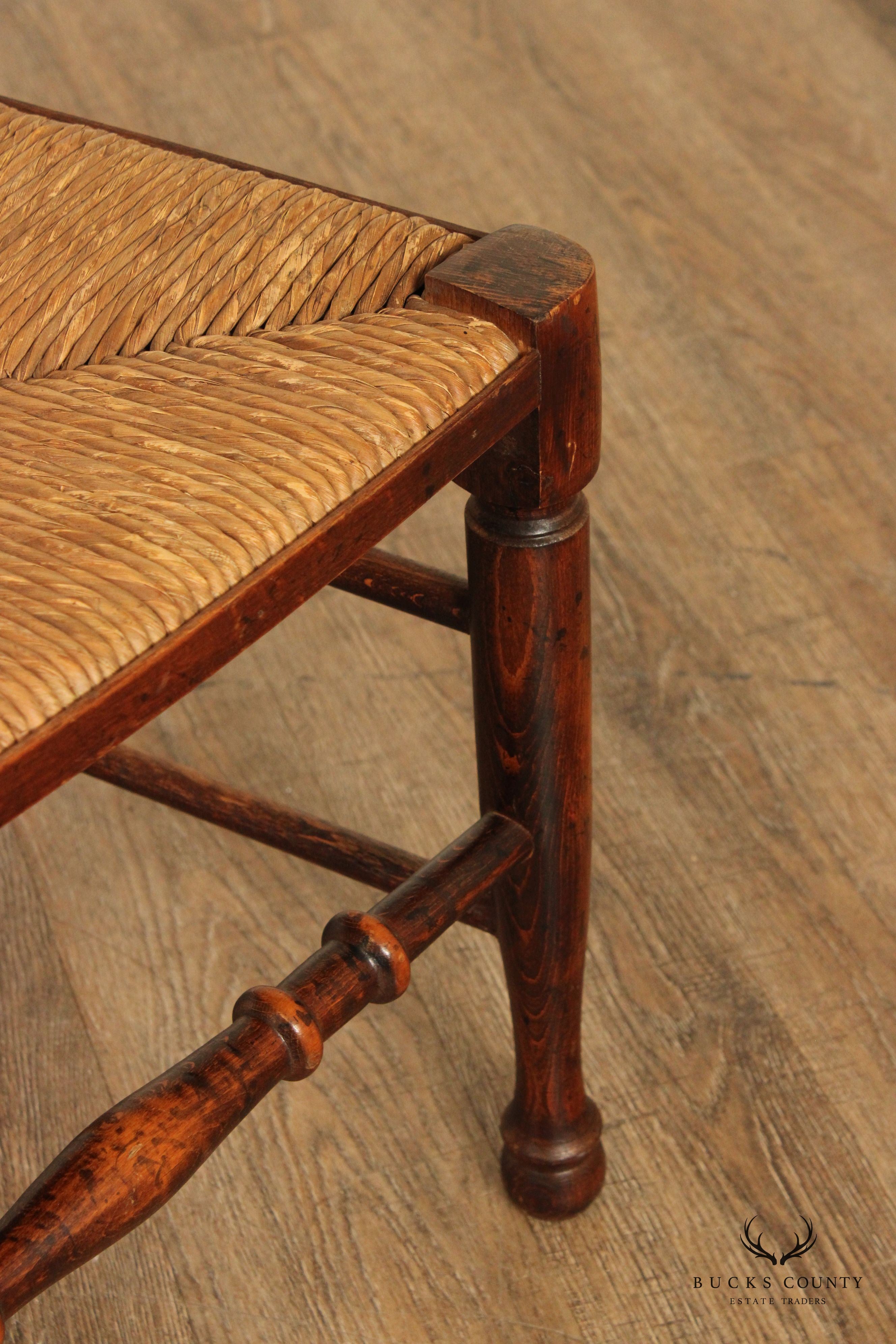 English Lancashire Spindle Back Rush Side Chair