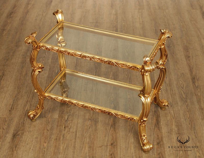 French Rococo Style Gilt 2 Tier Etagere