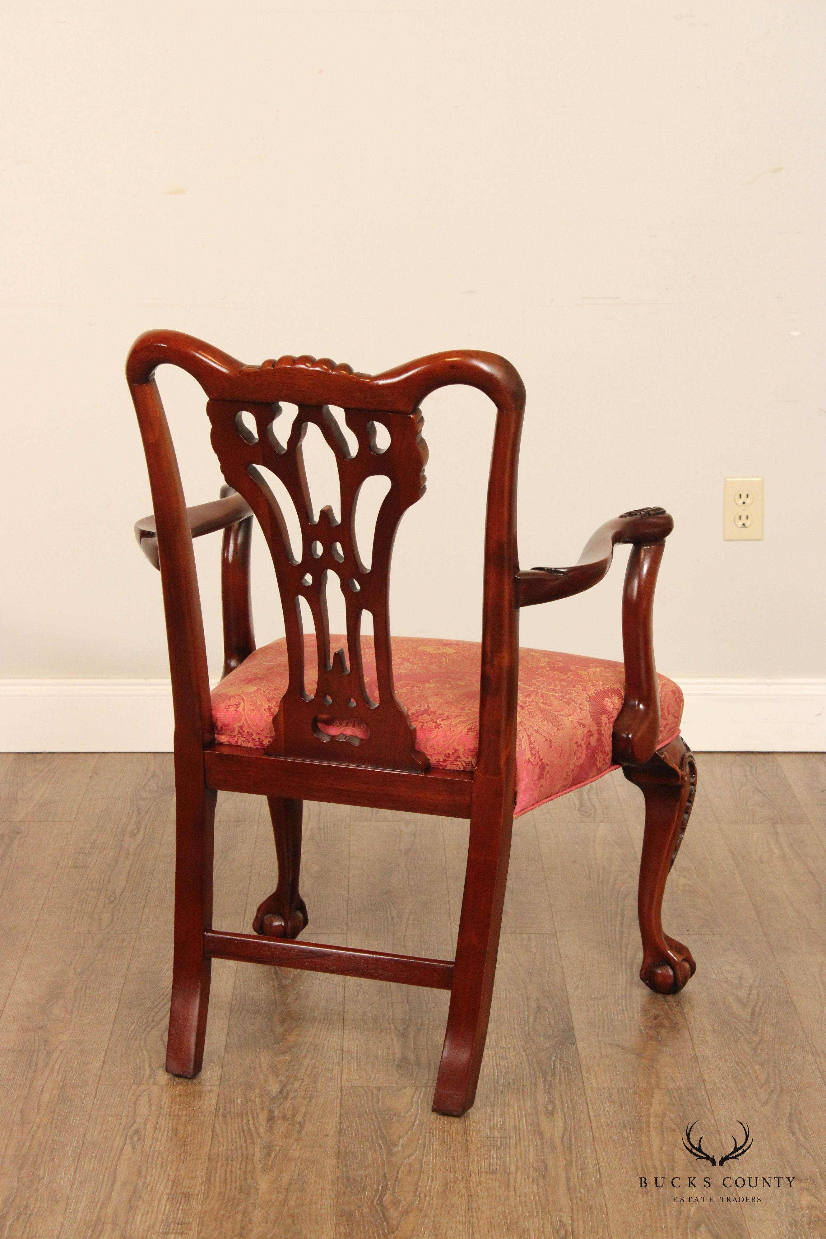 Wellington Hall Chippendale Style Set Eight Mahogany Dining Chairs