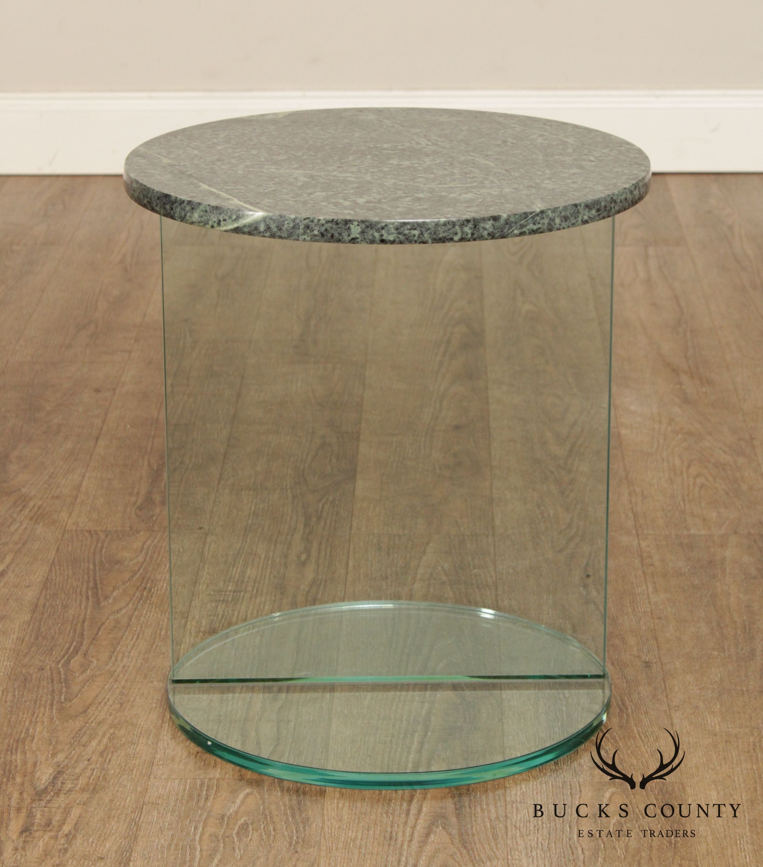 Postmodern Glass & Marble Pedestal Side Table