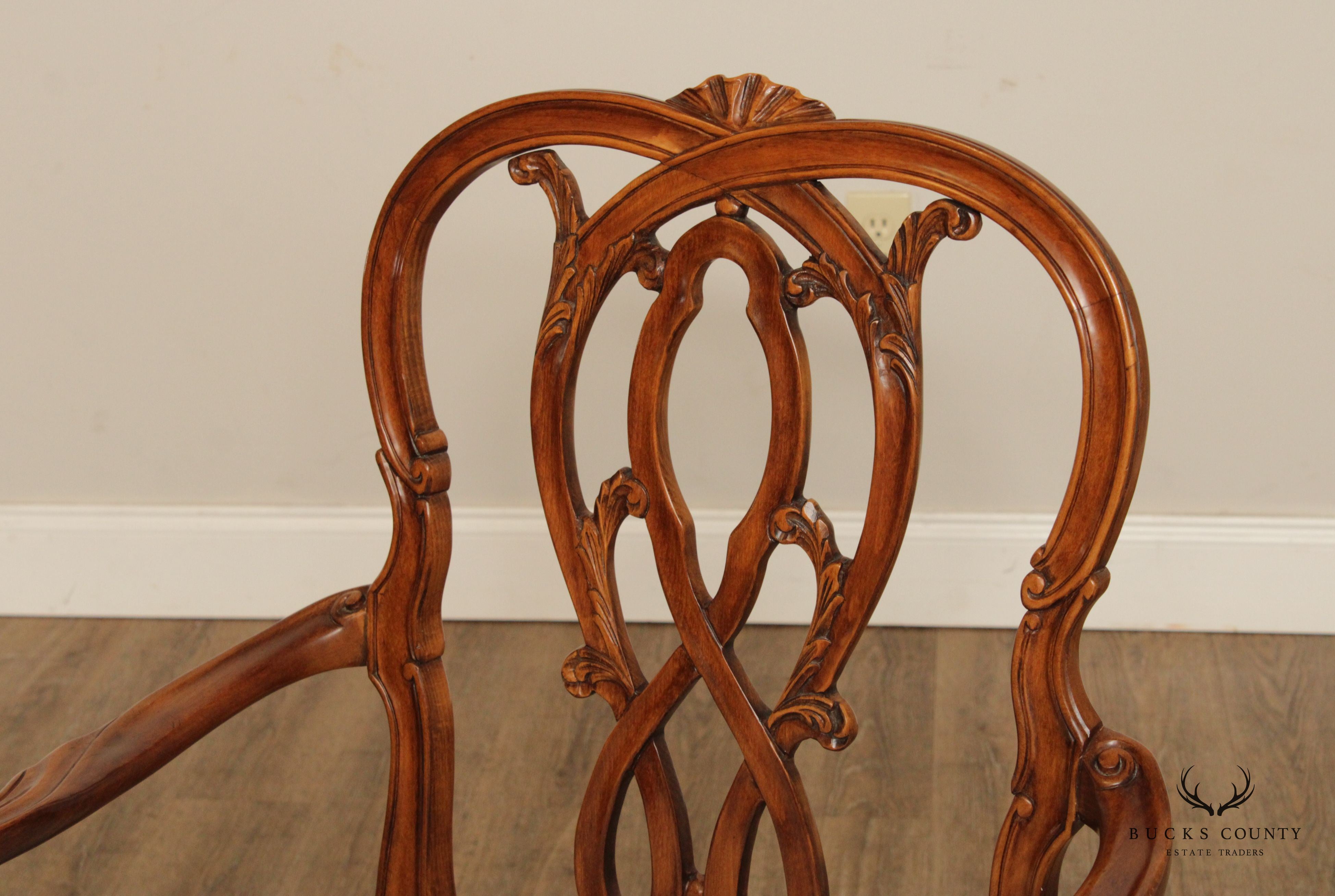 Karges Georgian Style Set of 8 Carved Back Dining Chairs