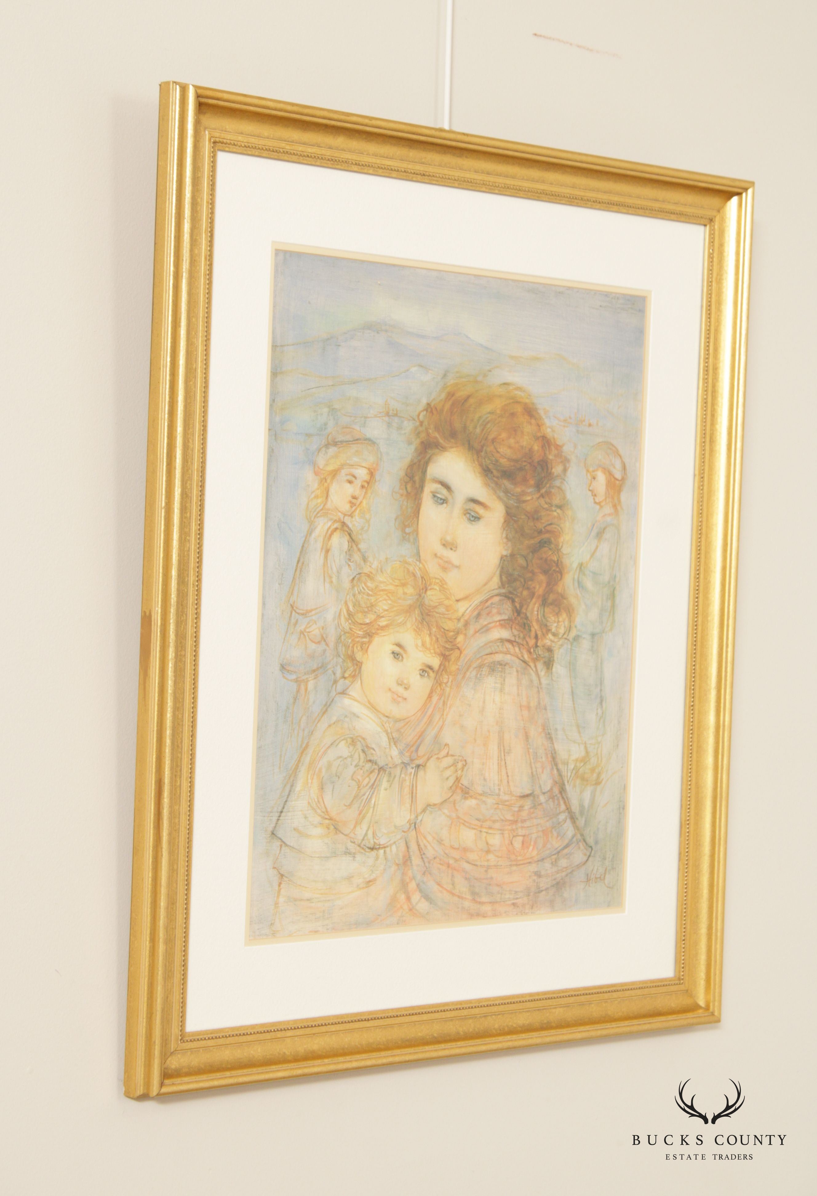 Edna Hibel Impressionist Style 'Sally and Nellie' Lithograph