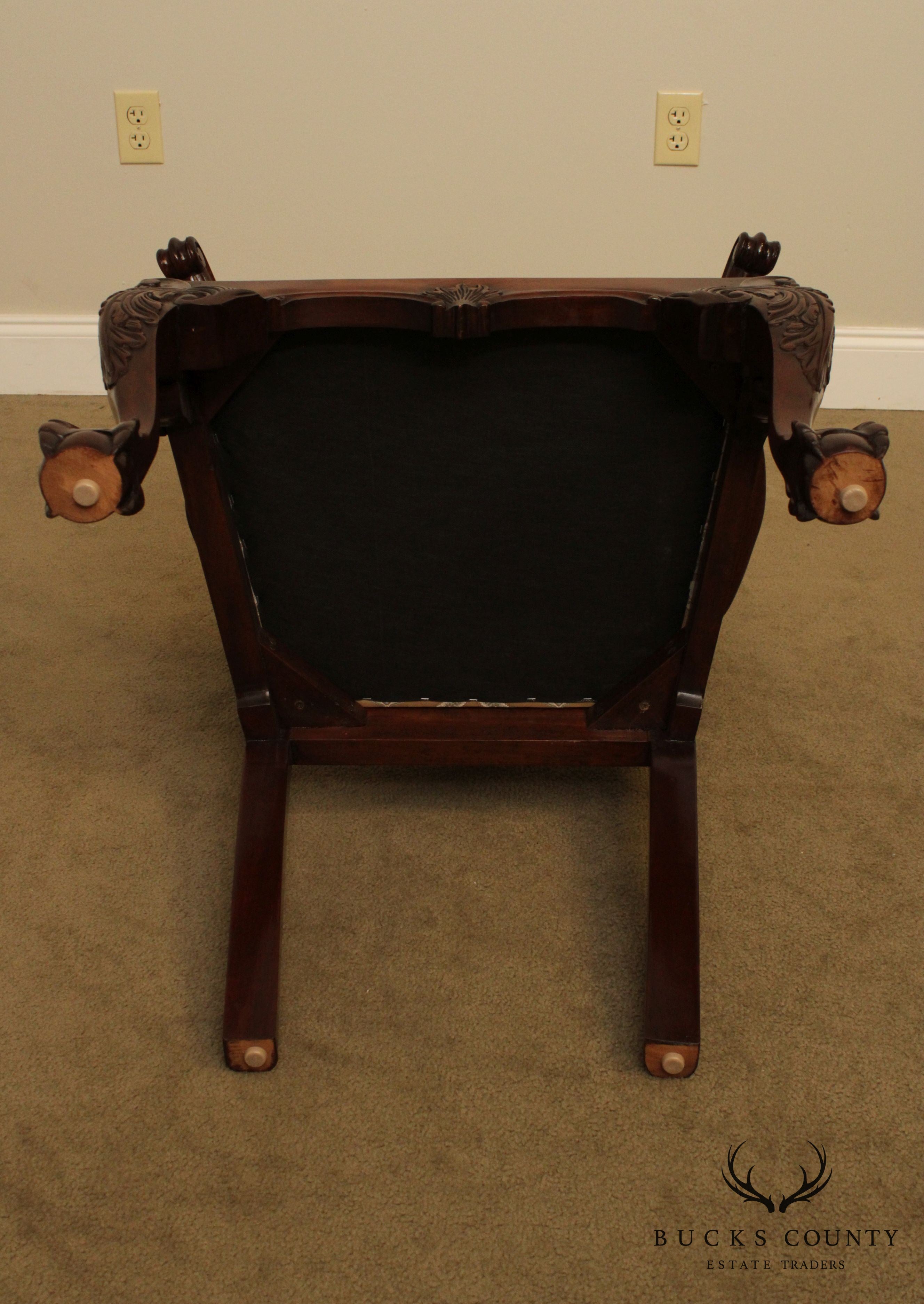 Chippendale Style Ball & Claw Carved Solid Mahogany Armchair