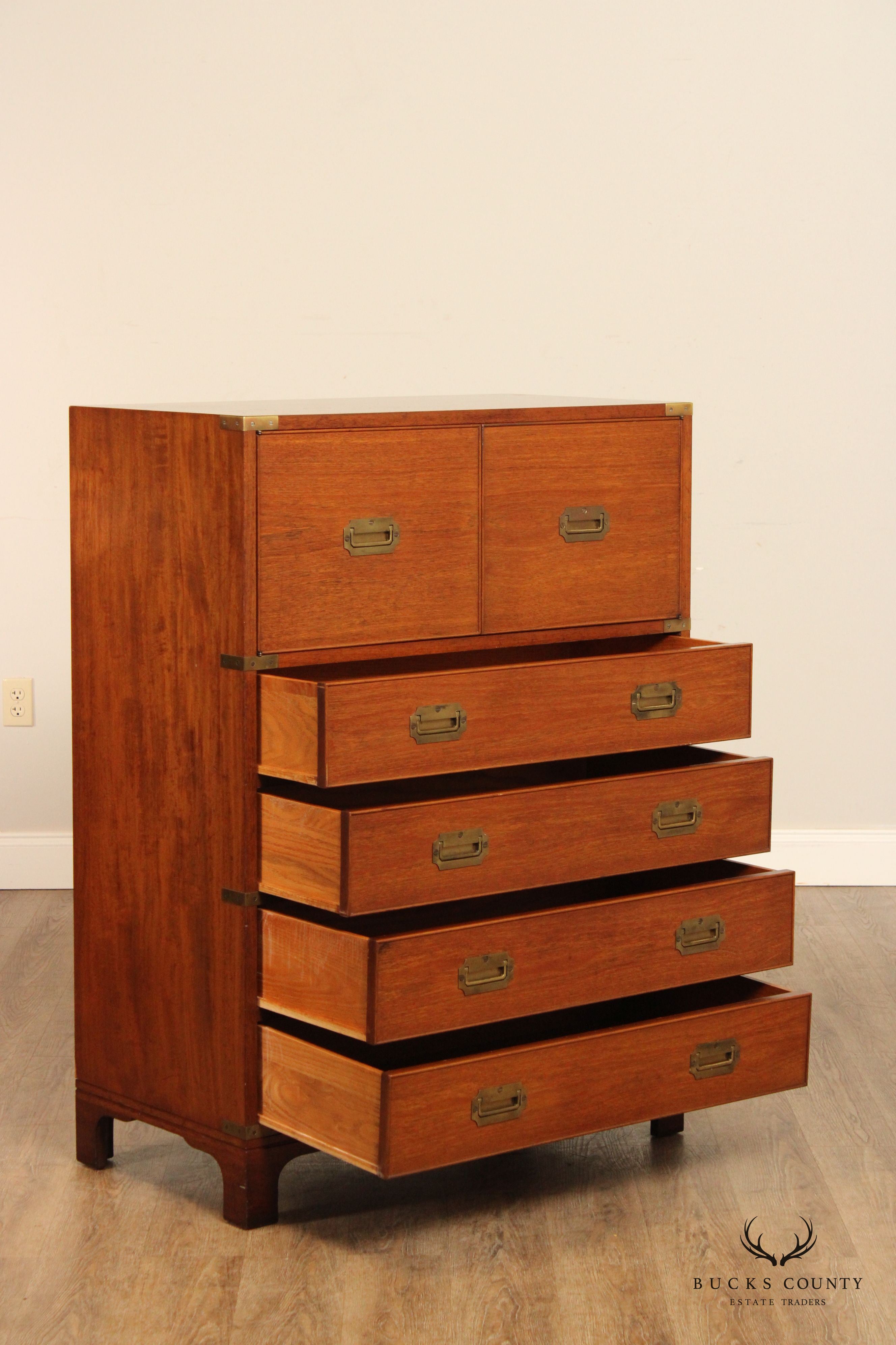 Beacon Hill Vintage Campaign Style Mahogany Tall Chest