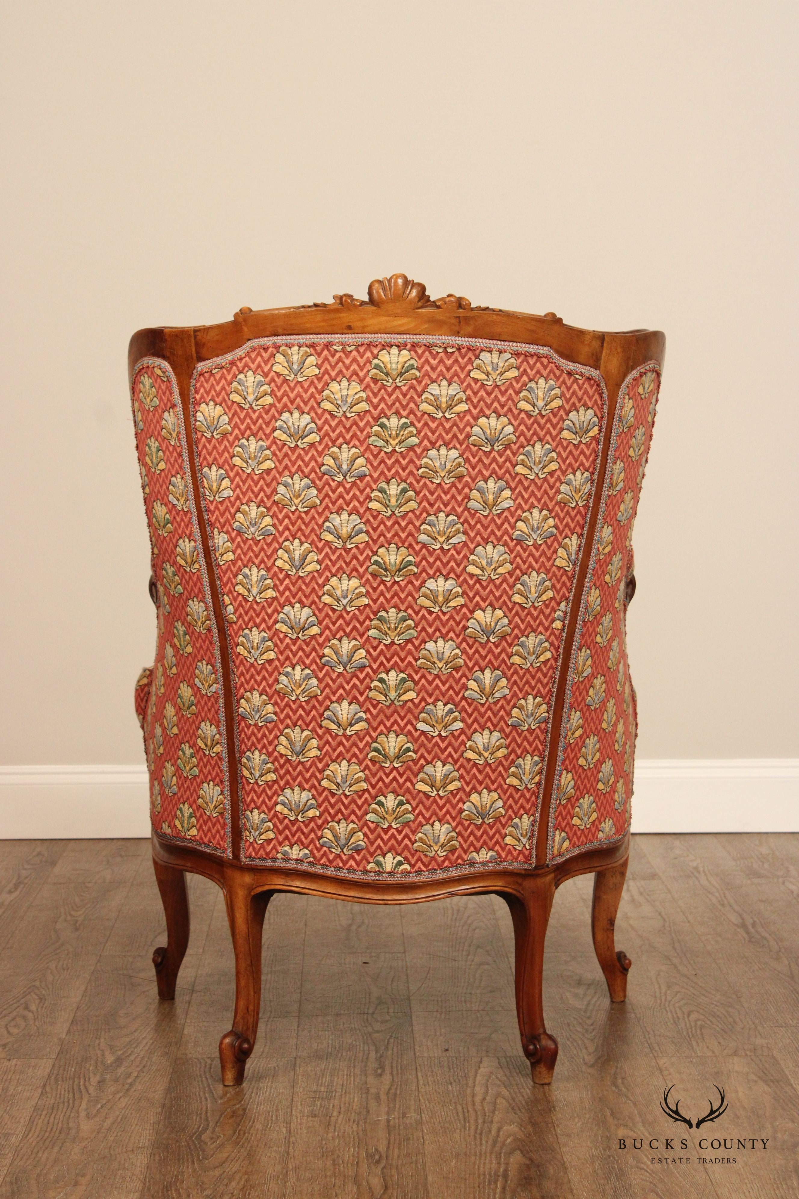 Antique French Louis XV Style Walnut Bergere Armchairs