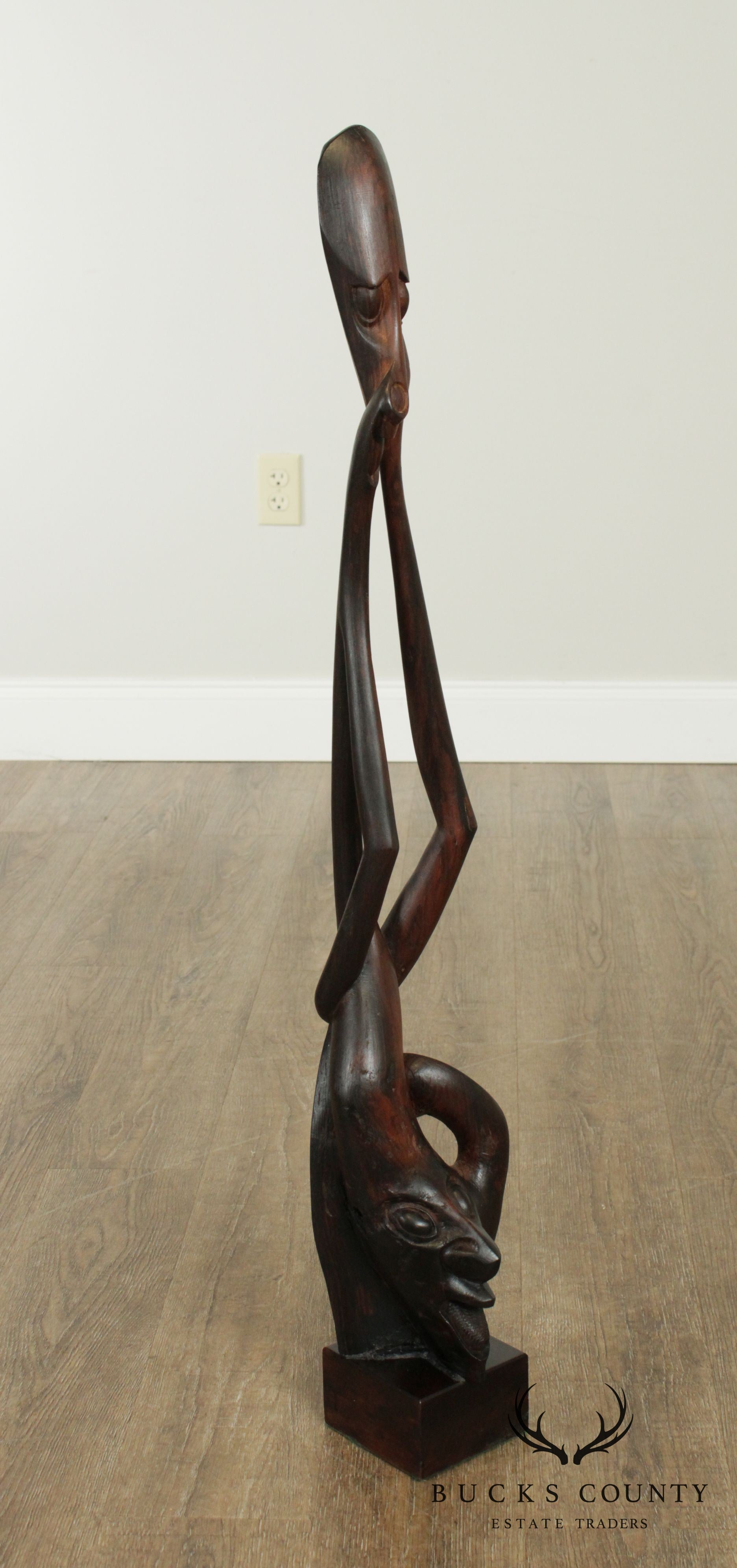 Vintage African Hand Carved Rosewood Sculpture