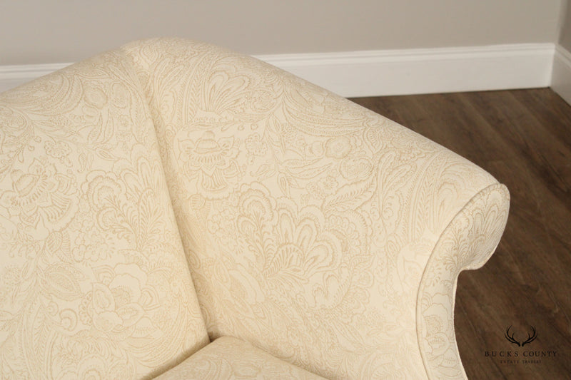 Ethan Allen Chippendale Style Custom Upholstered Camelback Sofa