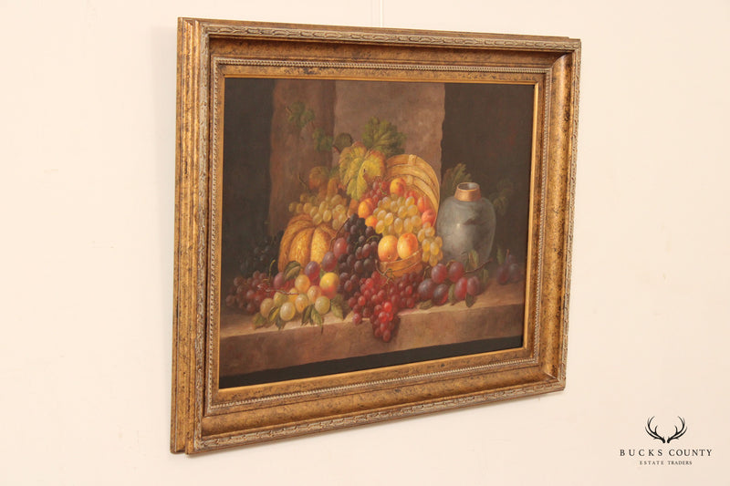 Baroque Style Fruit Still Life Original Oil Painting, Signed Bianchi