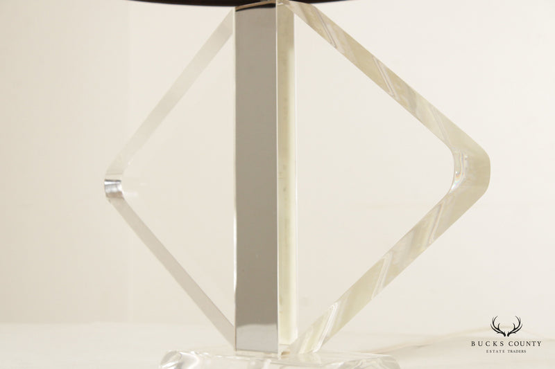 George Bullio Post Modern Chrome and Lucite Table Lamp