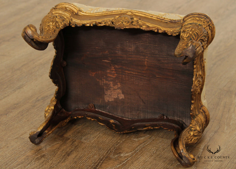 Antique Victorian Cast Iron Gilt Rococo Style Footstool
