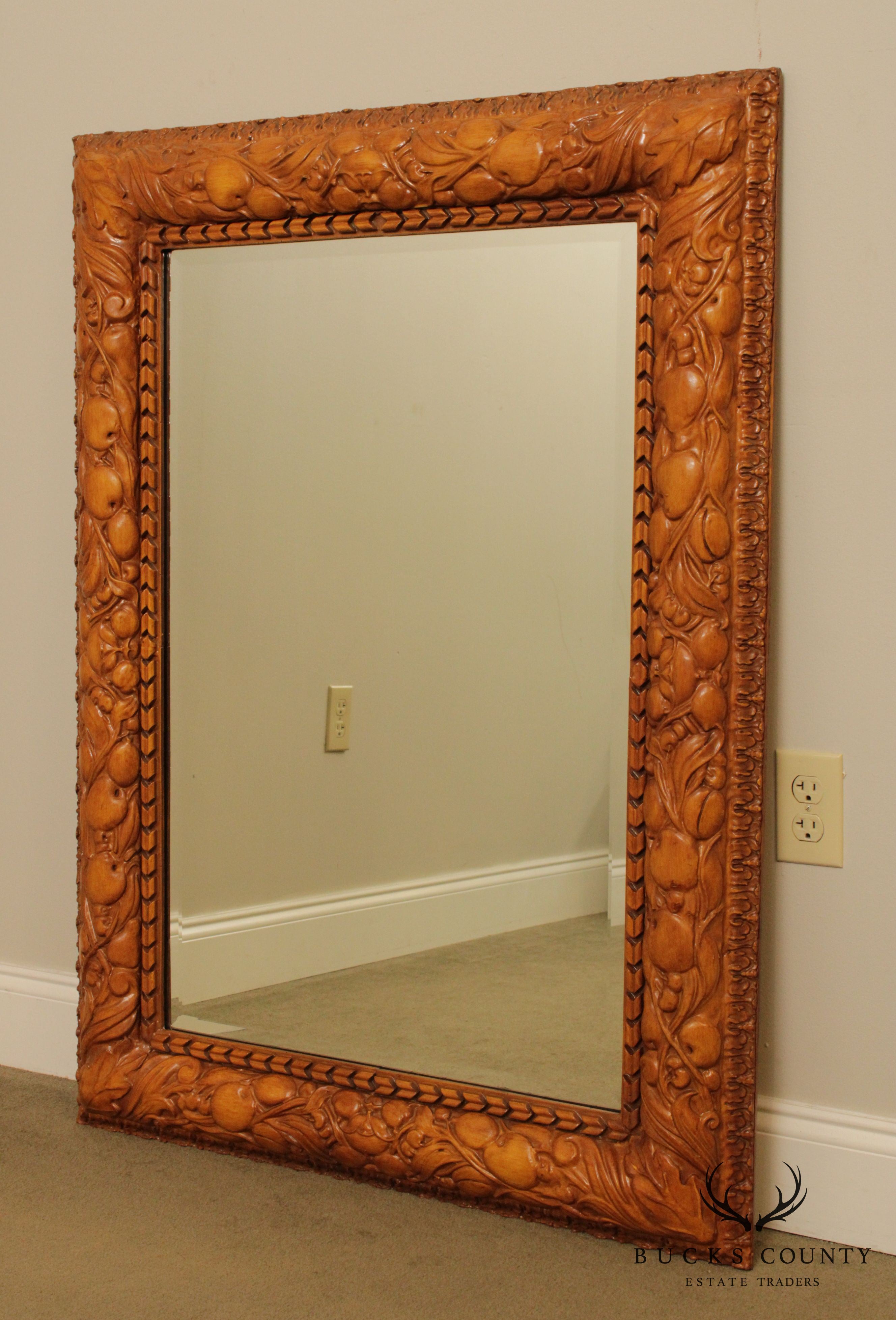 Friedman Brothers Fruit Carved Beveled Wall Mirror