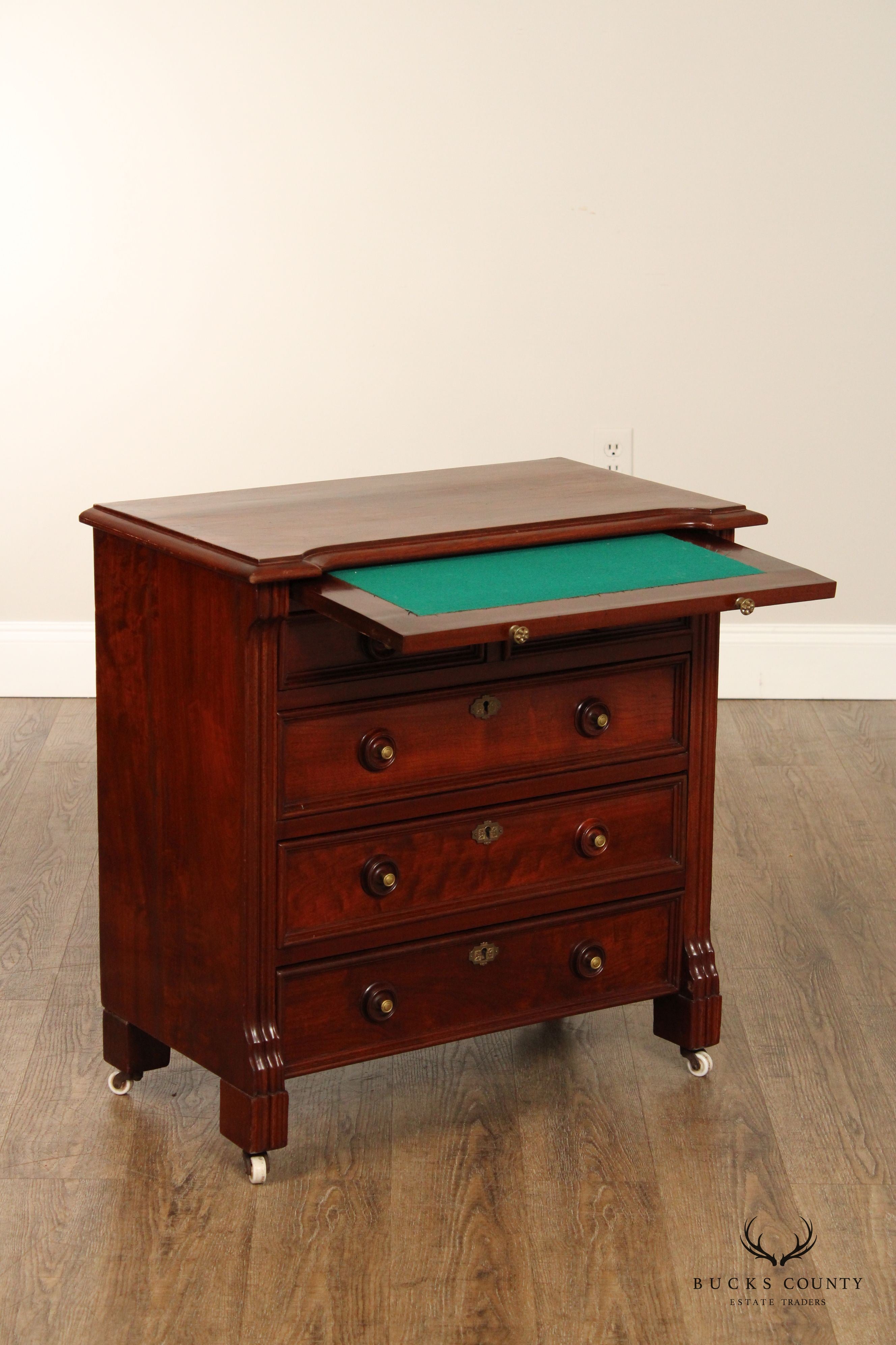 Antique English Mahogany And Rosewood Bachelor's Chest