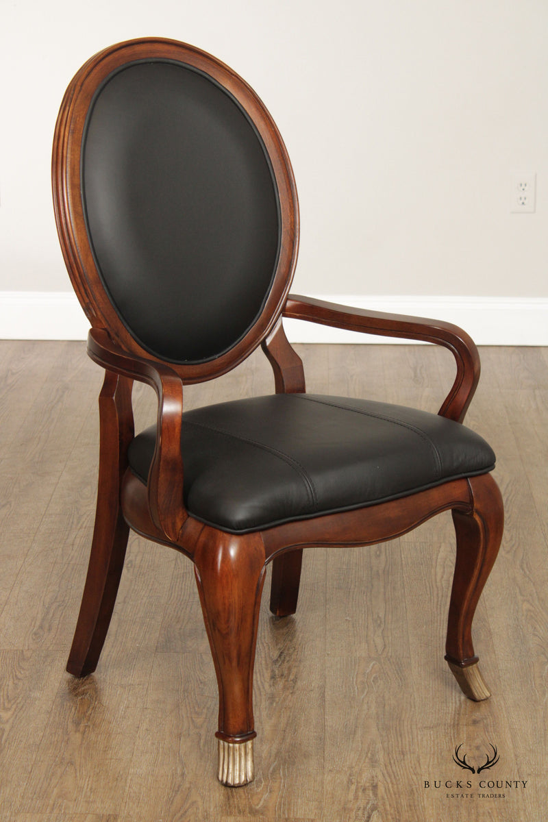 Collezione Europa Italian Style Set of Four Leather Dining Chairs
