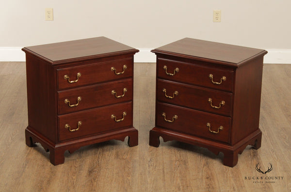 Durham Furniture Chippendale Style Pair of Cherry Chest Nightstands