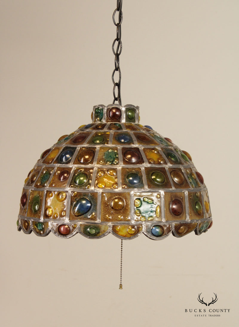 Vintage Brutalist Art Glass Pendant Light by Felipe Derflingher for Feders