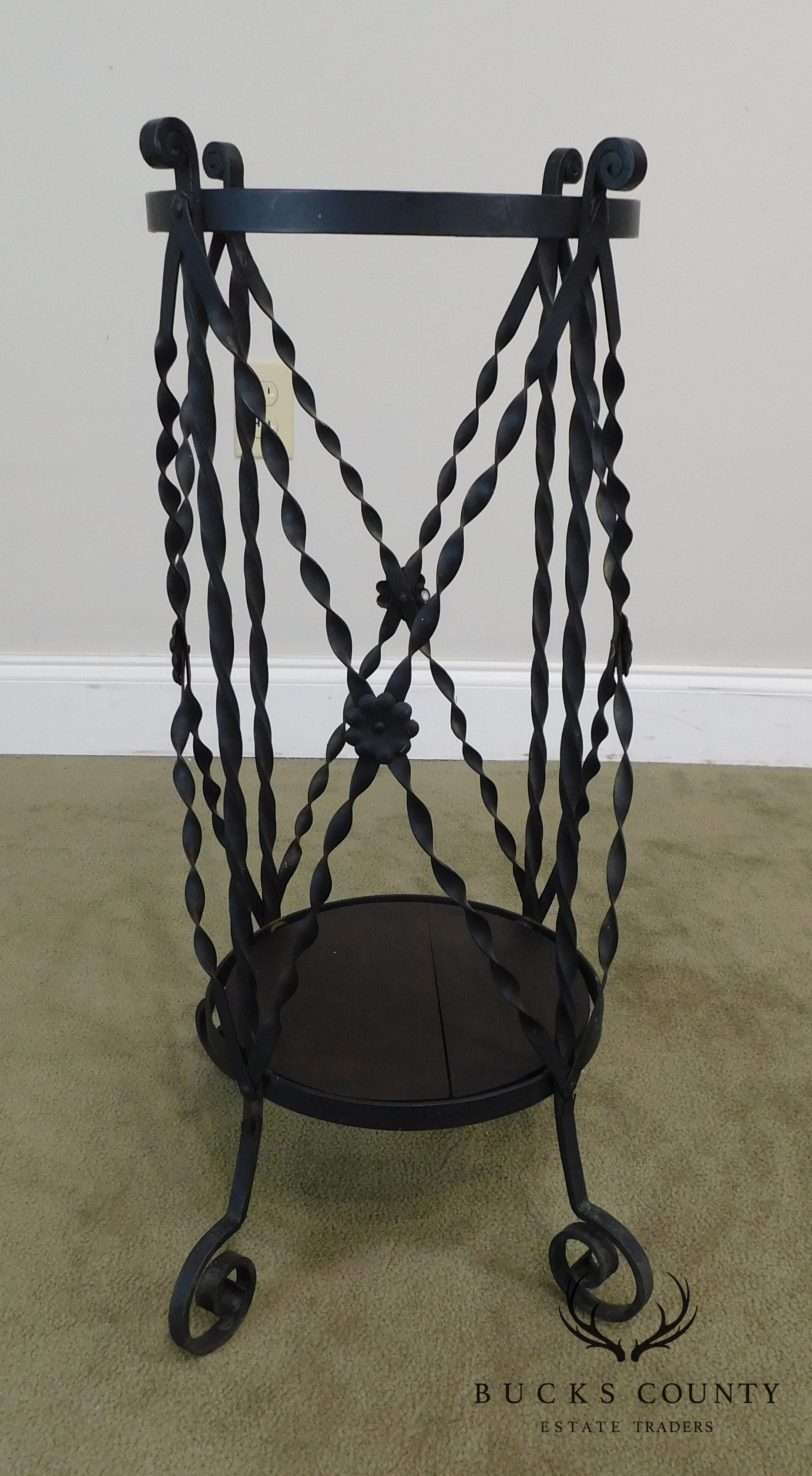 Aesthetic Antique Hand Wrought Iron Umbrella Stand