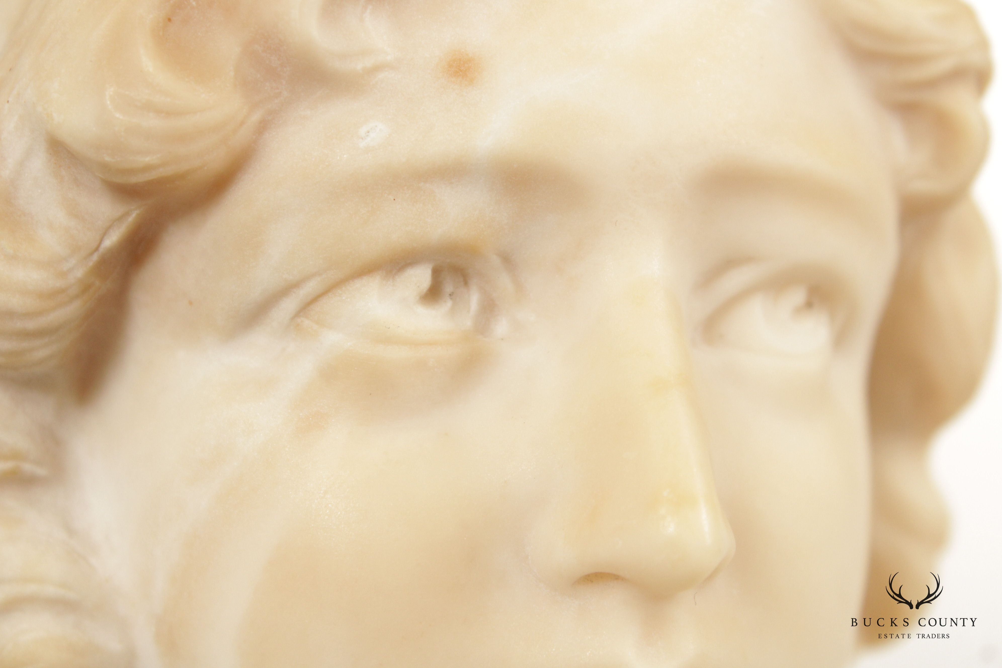 Antique Art Nouveau Alabaster Bust, After Giuseppe Bessi