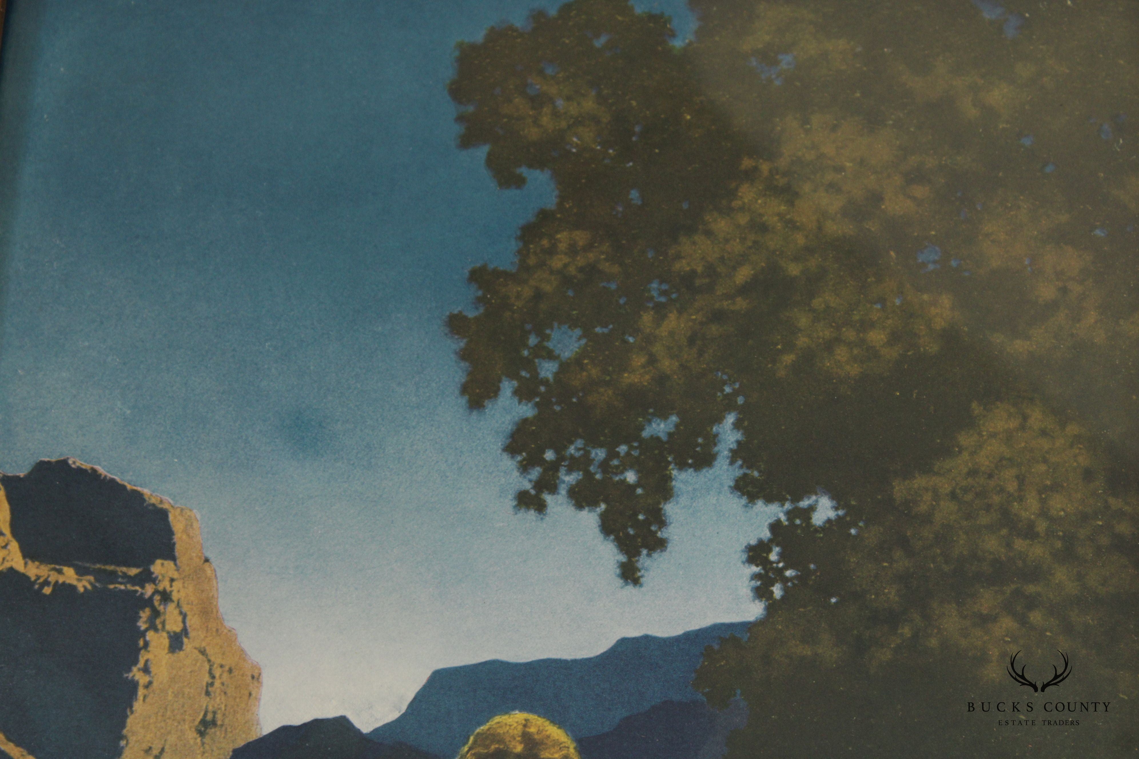 Maxfield Parrish Arts Deco Framed 'Evening' Print