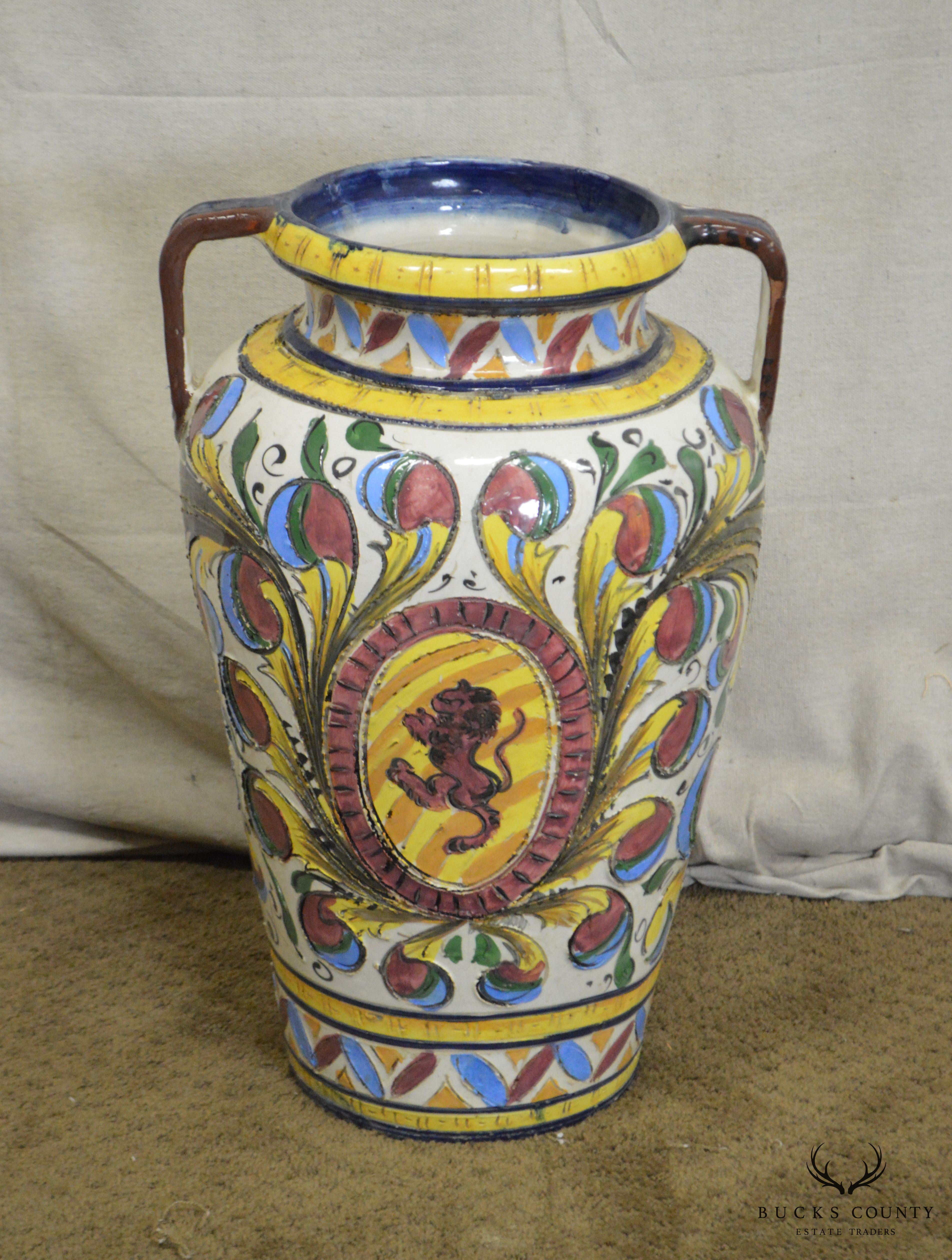 Vintage Italian Pottery Majolica Urn