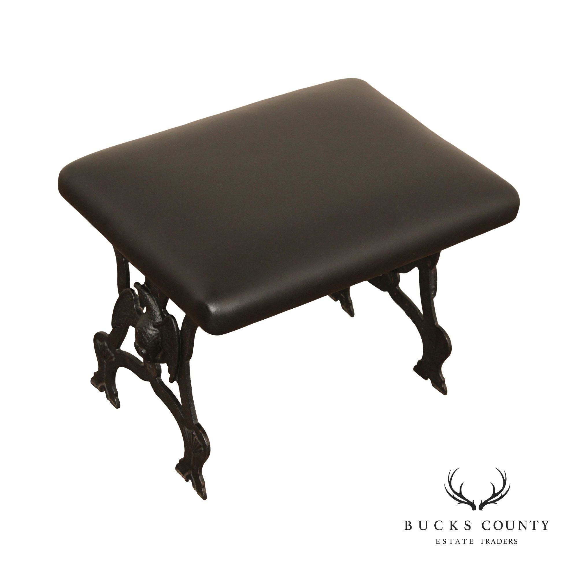 Federal Style Cast Iron and Leather Stool