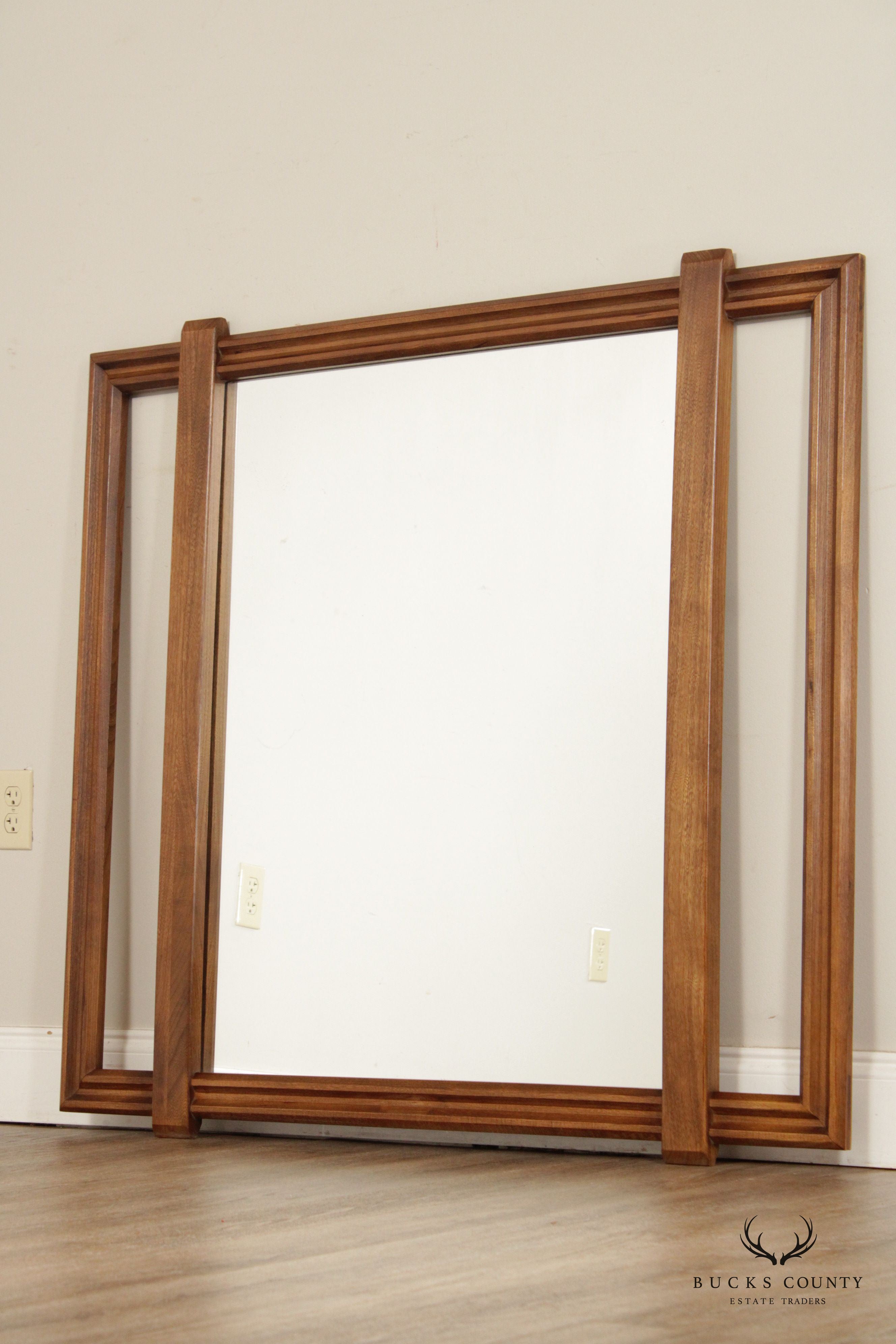 Lane Mid Century Modern Walnut Wall Mirror