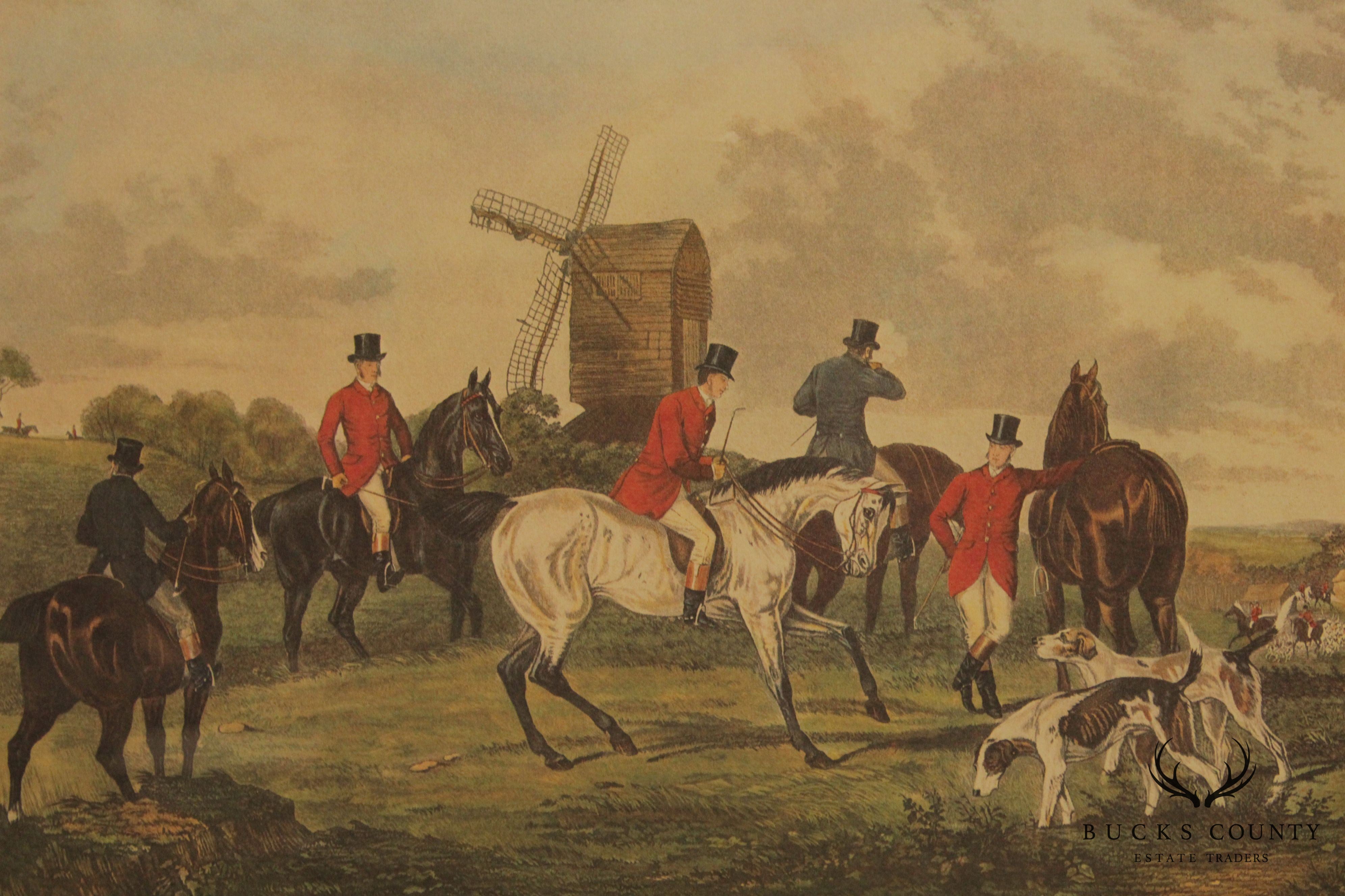 William Shayer Custom Framed Fox Hunt Lithograph 'The Meet'