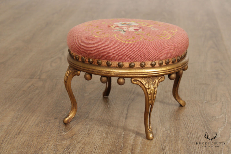 Victorian Style Needlework Gilt Painted Small Round Foot Stool – Bucks  County Estate Traders
