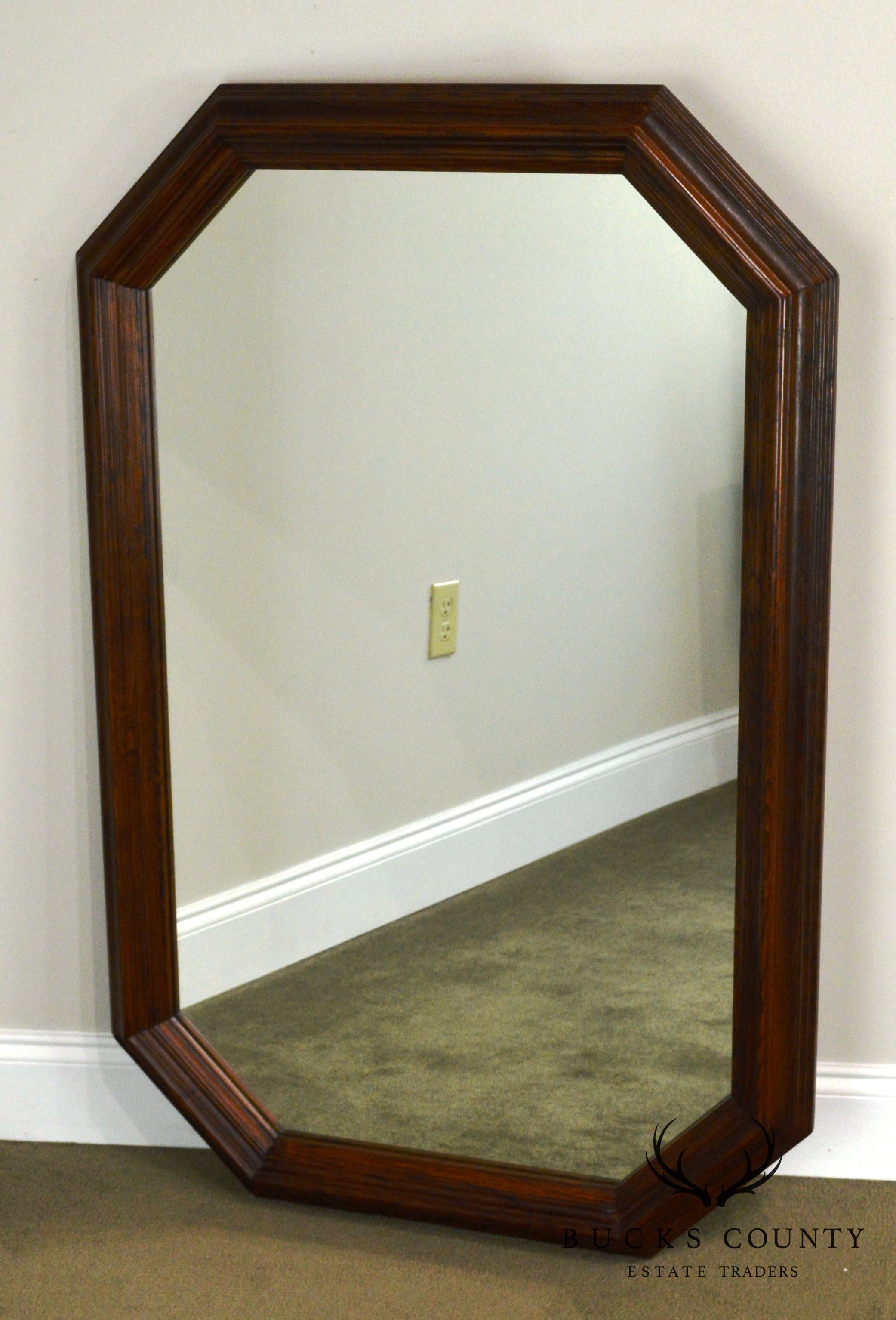 Henredon Vintage Oak Octagon Wall Mirror