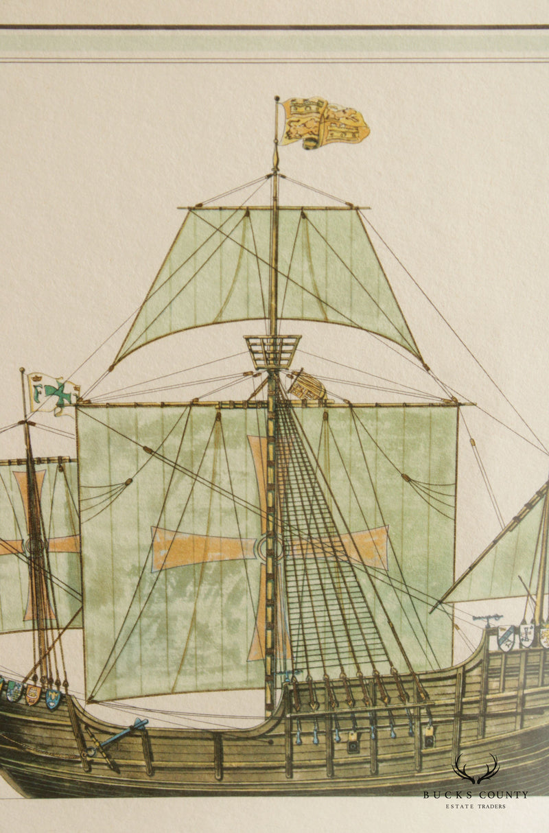 Vintage Santa Maria Anno Domini Maritime Lithograph Print