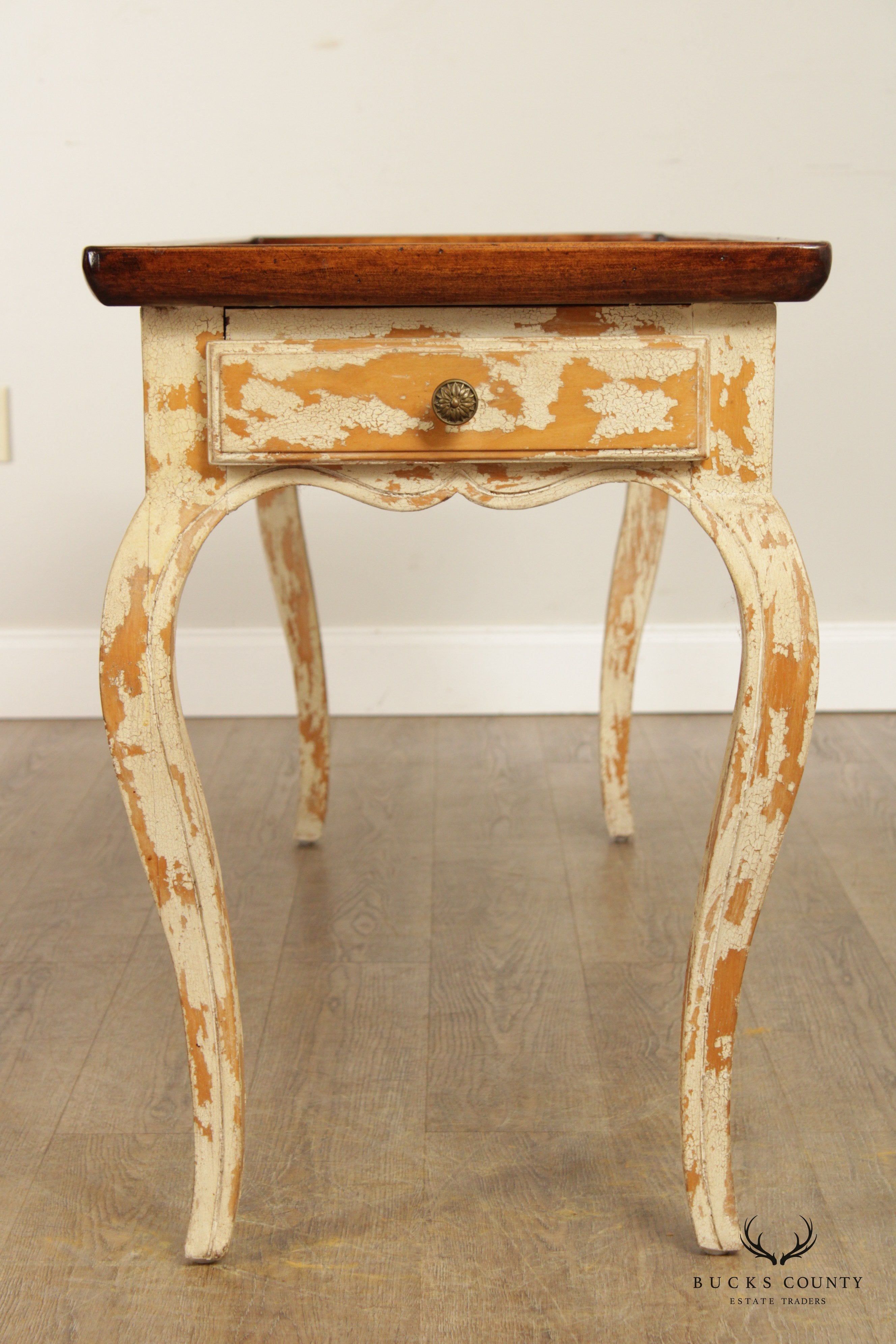 French Provincial Farmhouse Style Distressed Finish Console Table