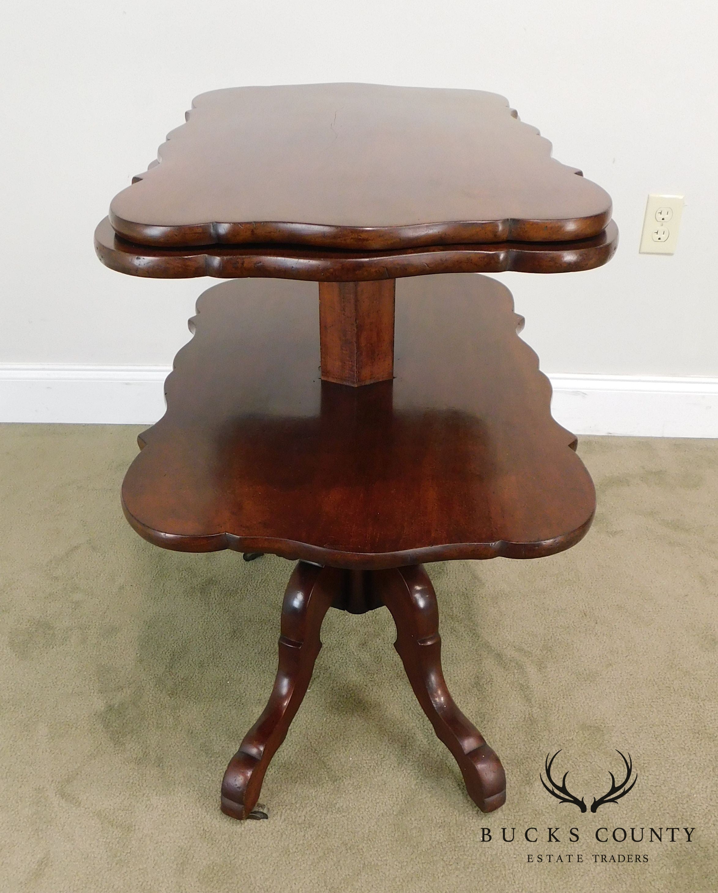 English Regency Antique Mahogany Metamorphic 3 Tier Dumb Waiter Table