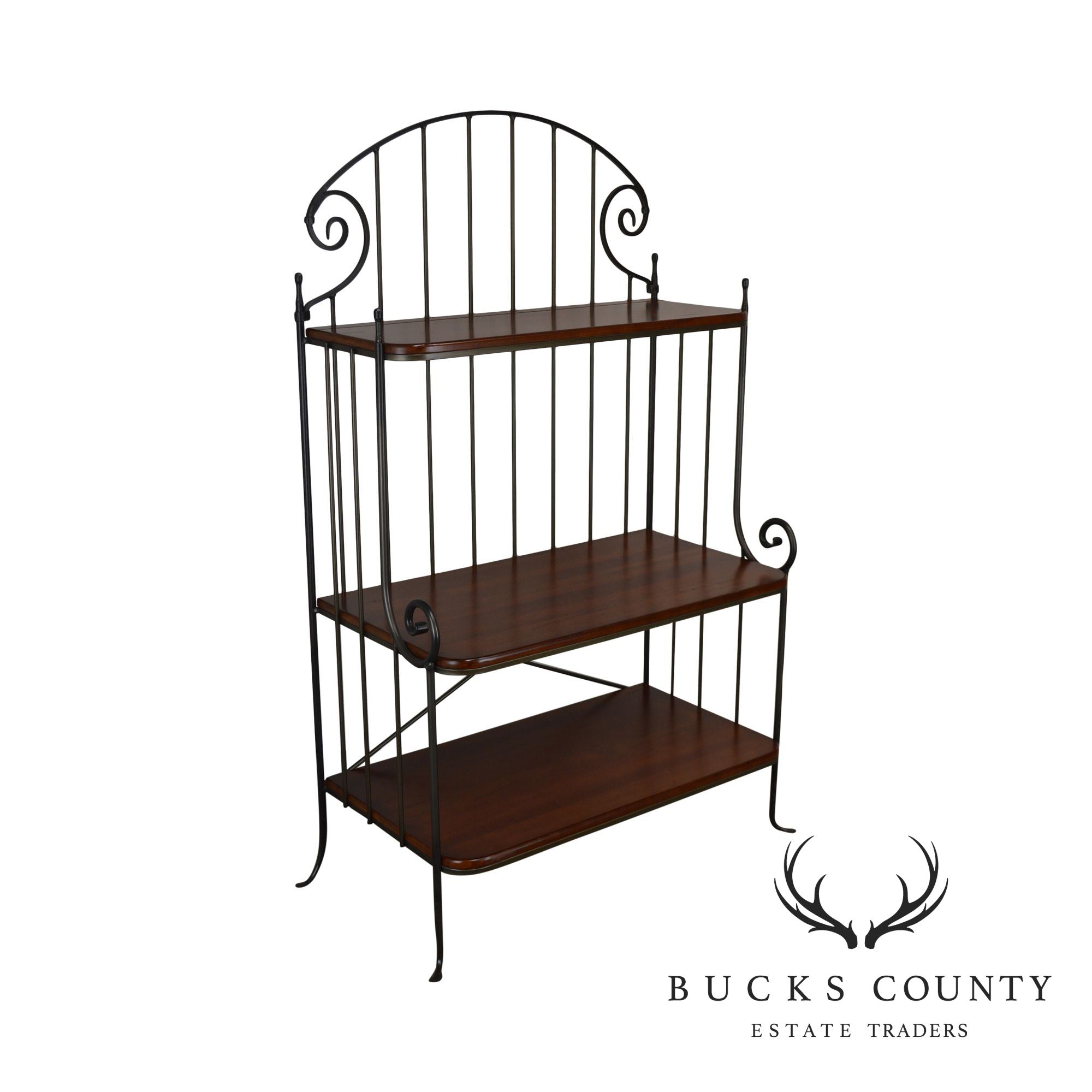 Charleston Forge Iron & Cherry Wood 3 Tier Bakers Rack