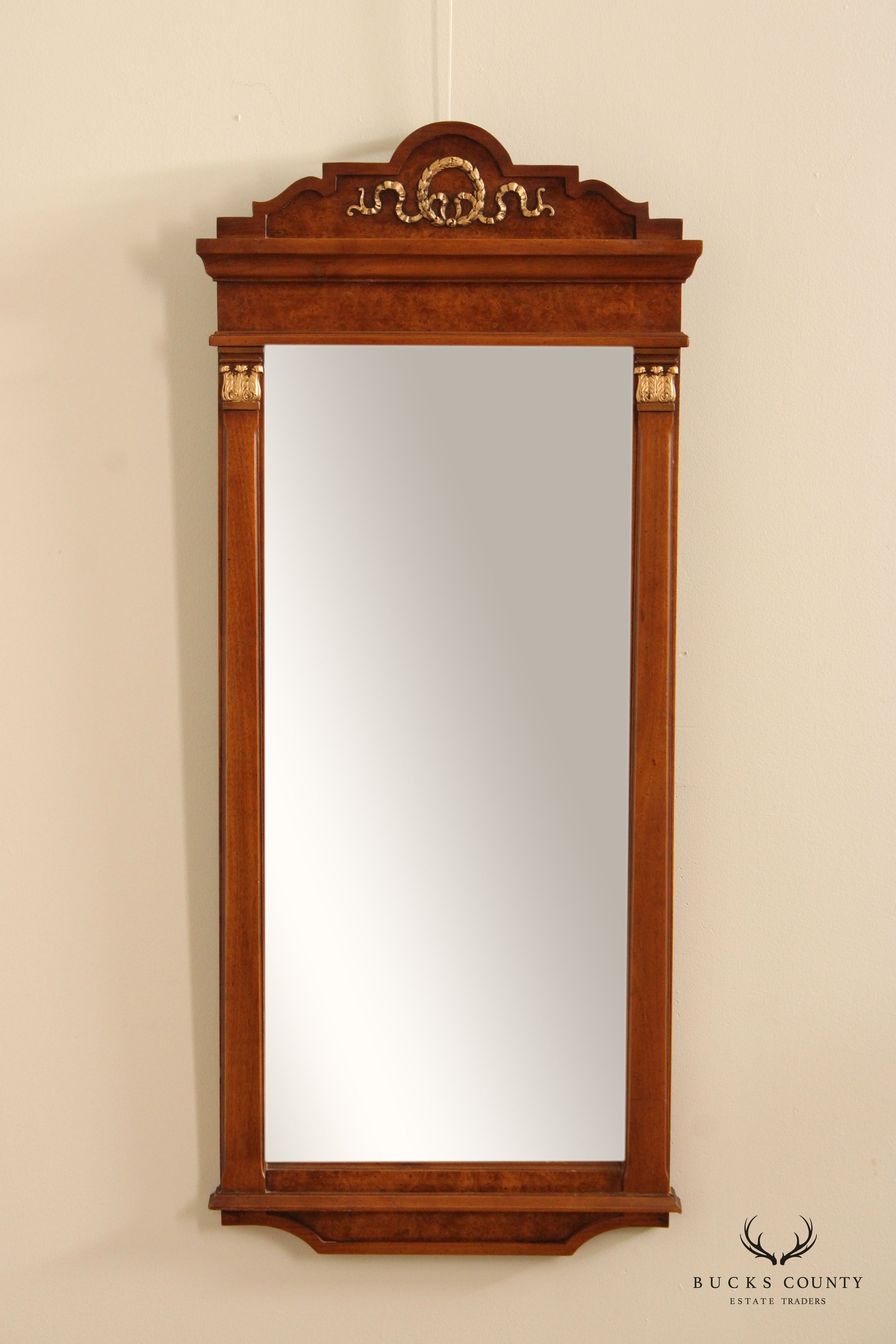 Garner Neoclassical Style Walnut Trumeau Accent Mirror