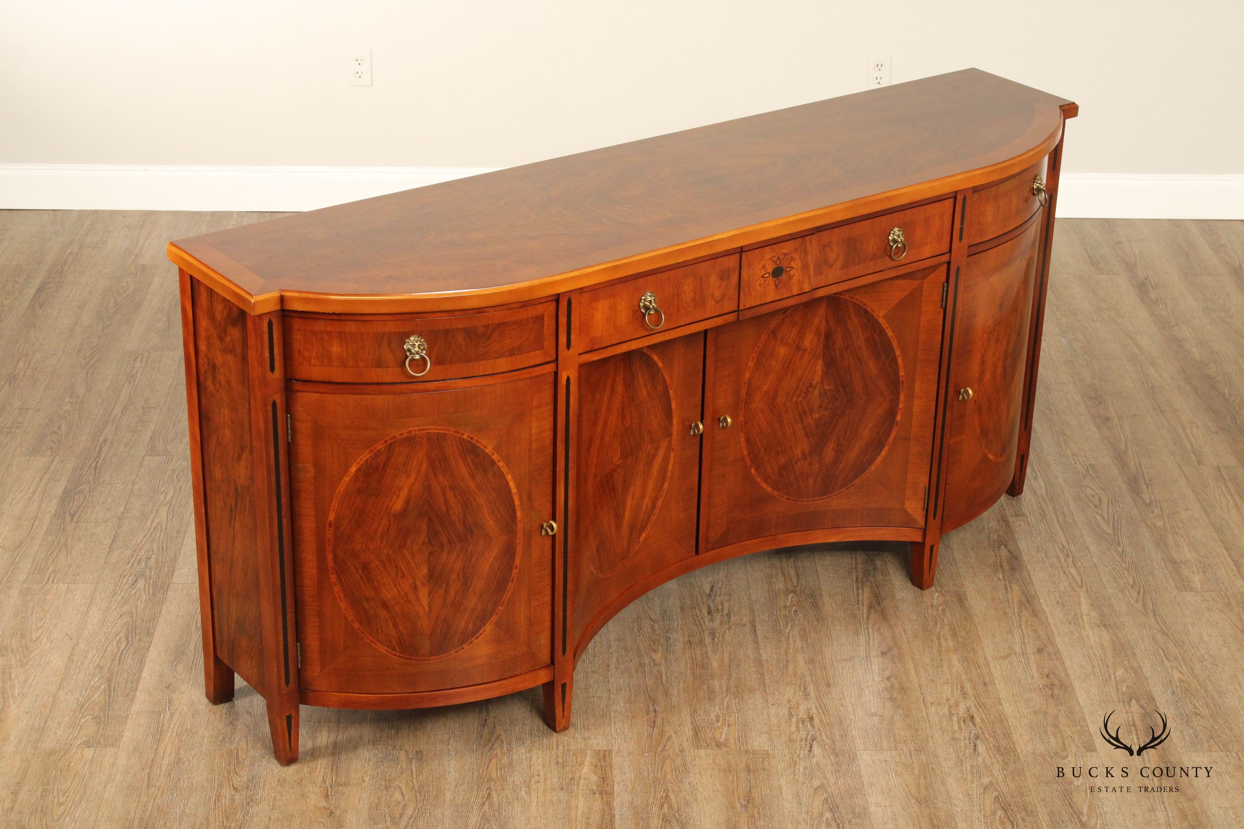 John Widdicomb Neoclassical Style Burled Walnut Credenza