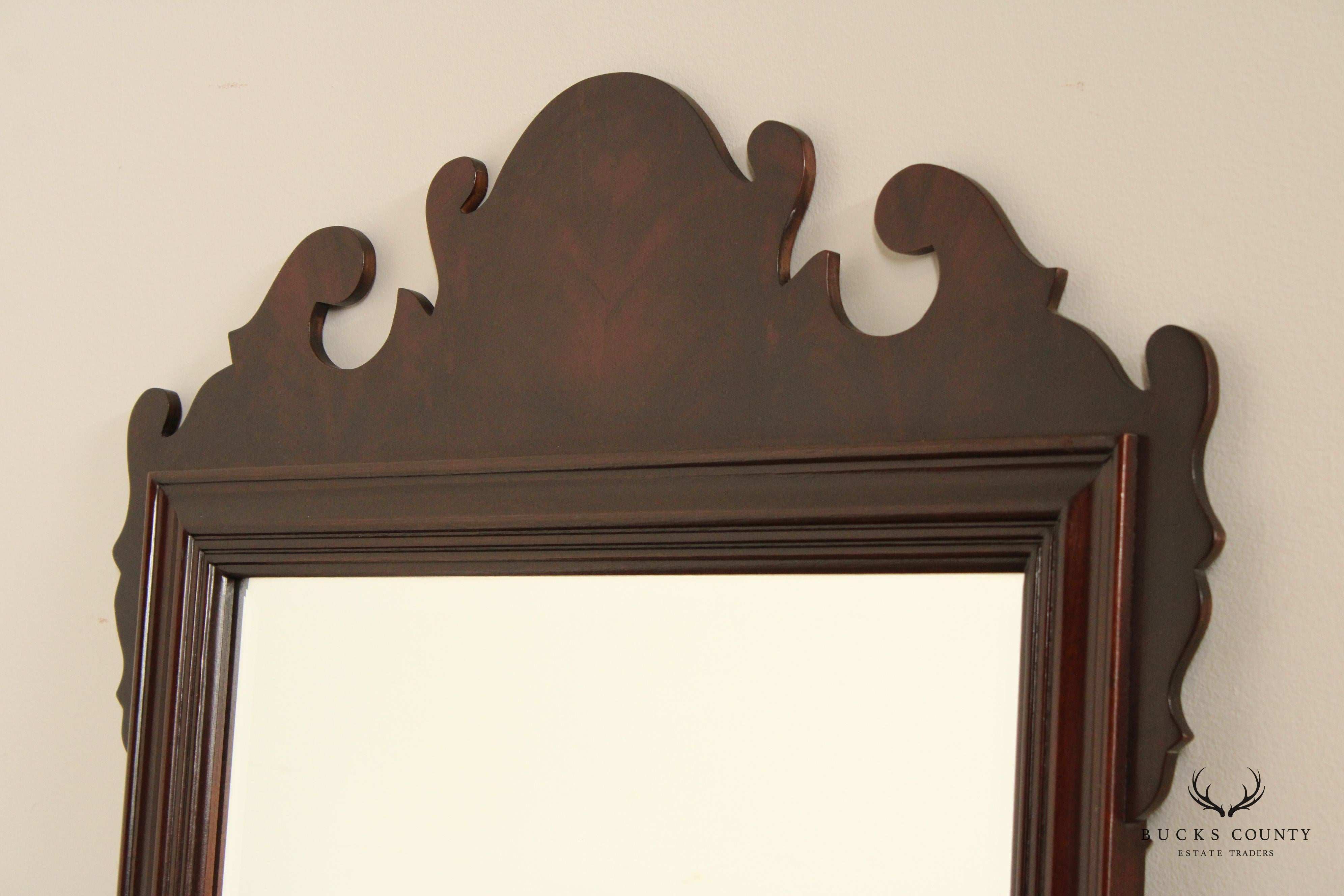 Councill Craftsmen Chippendale Style Mahogany Beveled Wall Mirror