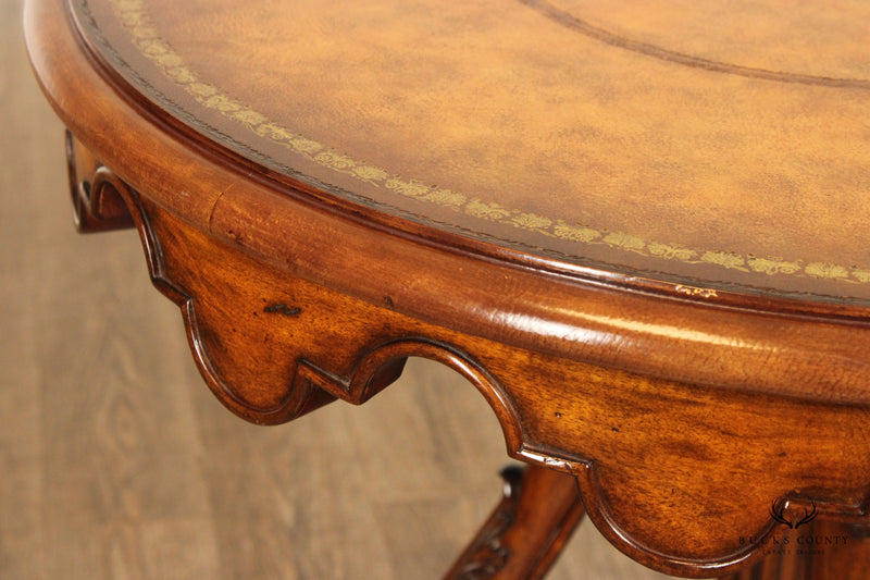 Maitland Smith Classical Round Leather Top Side Table