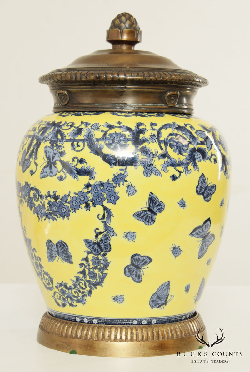 Chinese Porcelain Brass Mounted Urn