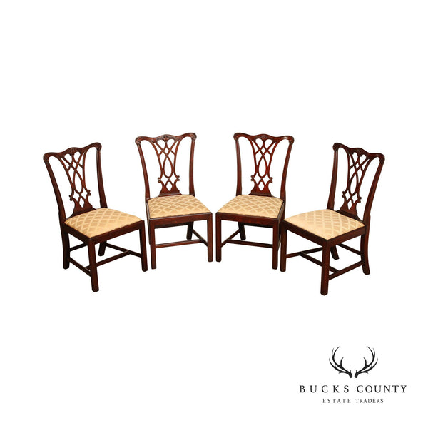 Henkel Harris Chippendale Style Set of Four Mahogany Dining Chairs
