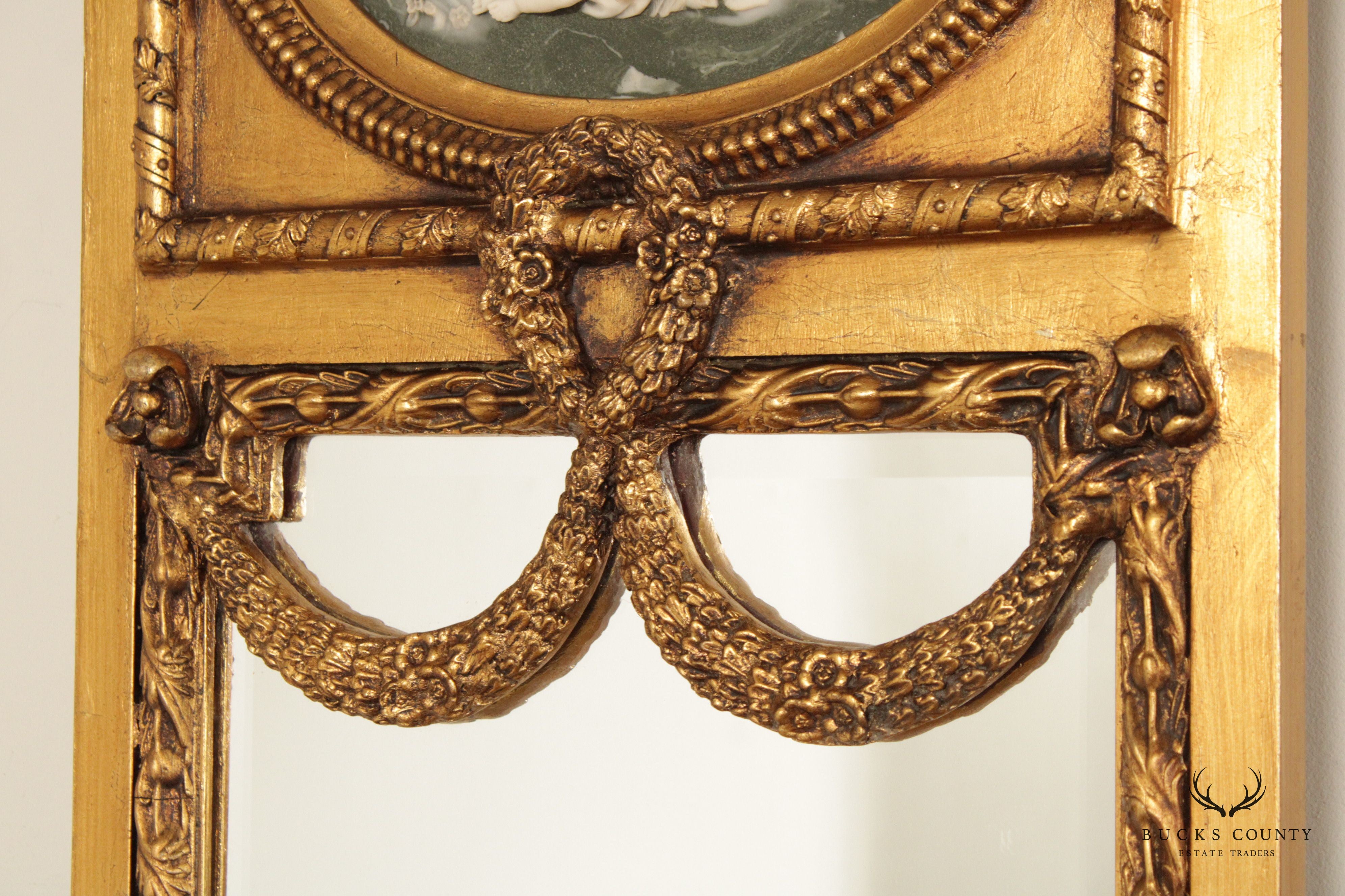 Italian Louis XVI Style Gilted Trumeau Pier Mirror Console